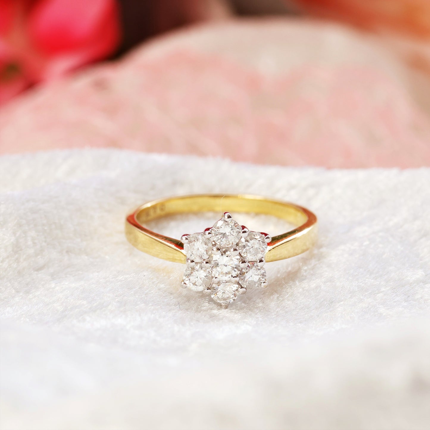 Vintage 1980's Diamond Flower Cluster Engagement Ring
