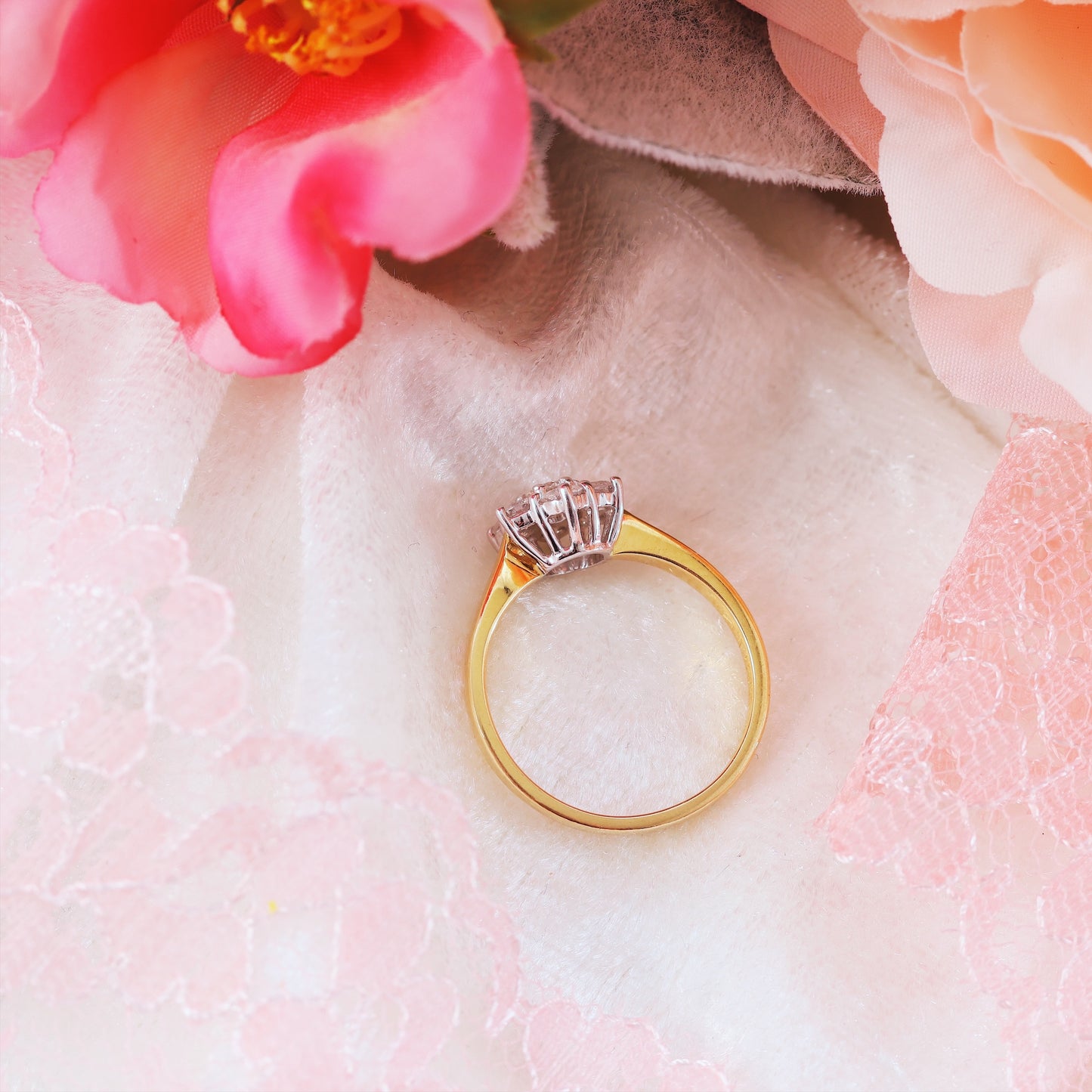 Vintage 1980's Diamond Flower Cluster Engagement Ring