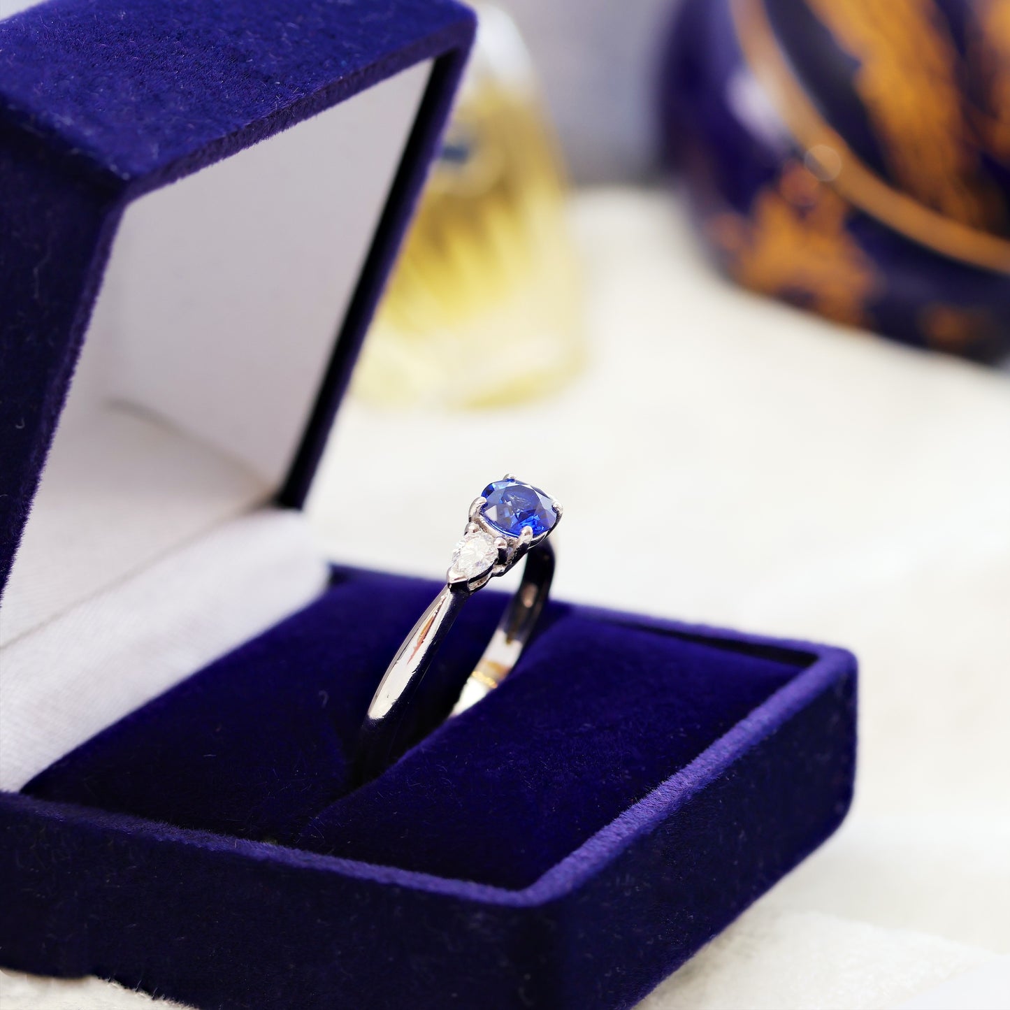 Platinum, Sapphire & Diamond Trilogy Engagement Ring