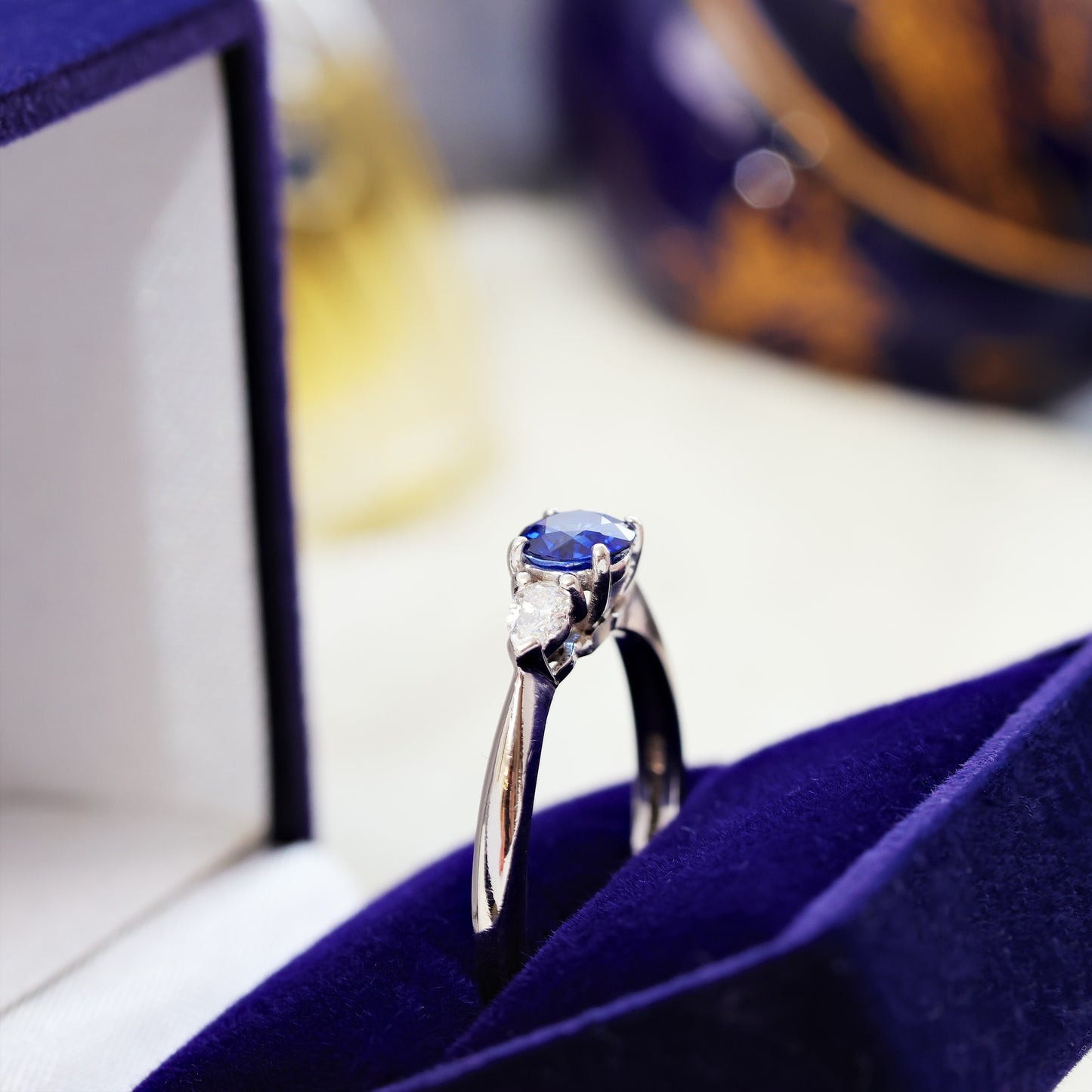Platinum, Sapphire & Diamond Trilogy Engagement Ring