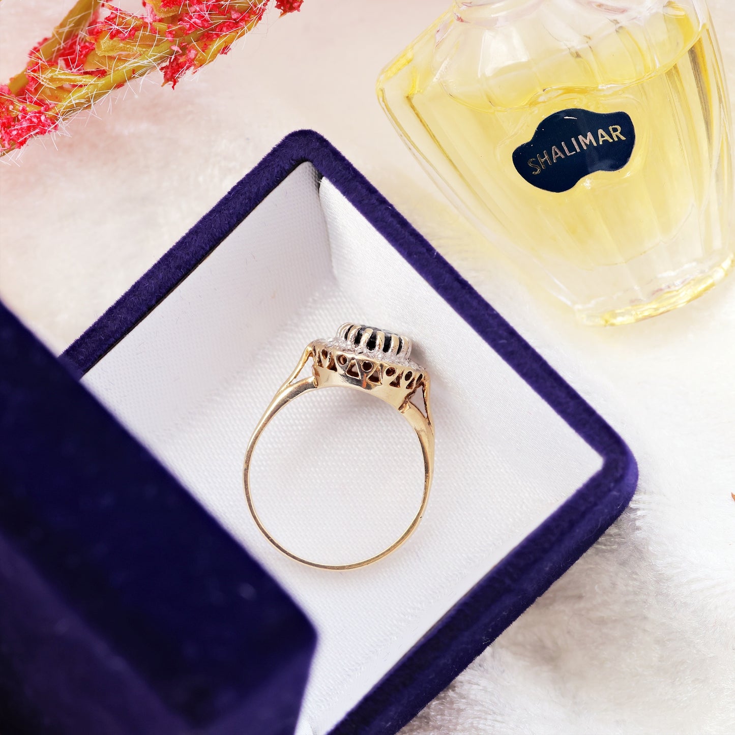 Vintage 1970's Sapphire & Diamond Cluster Ring