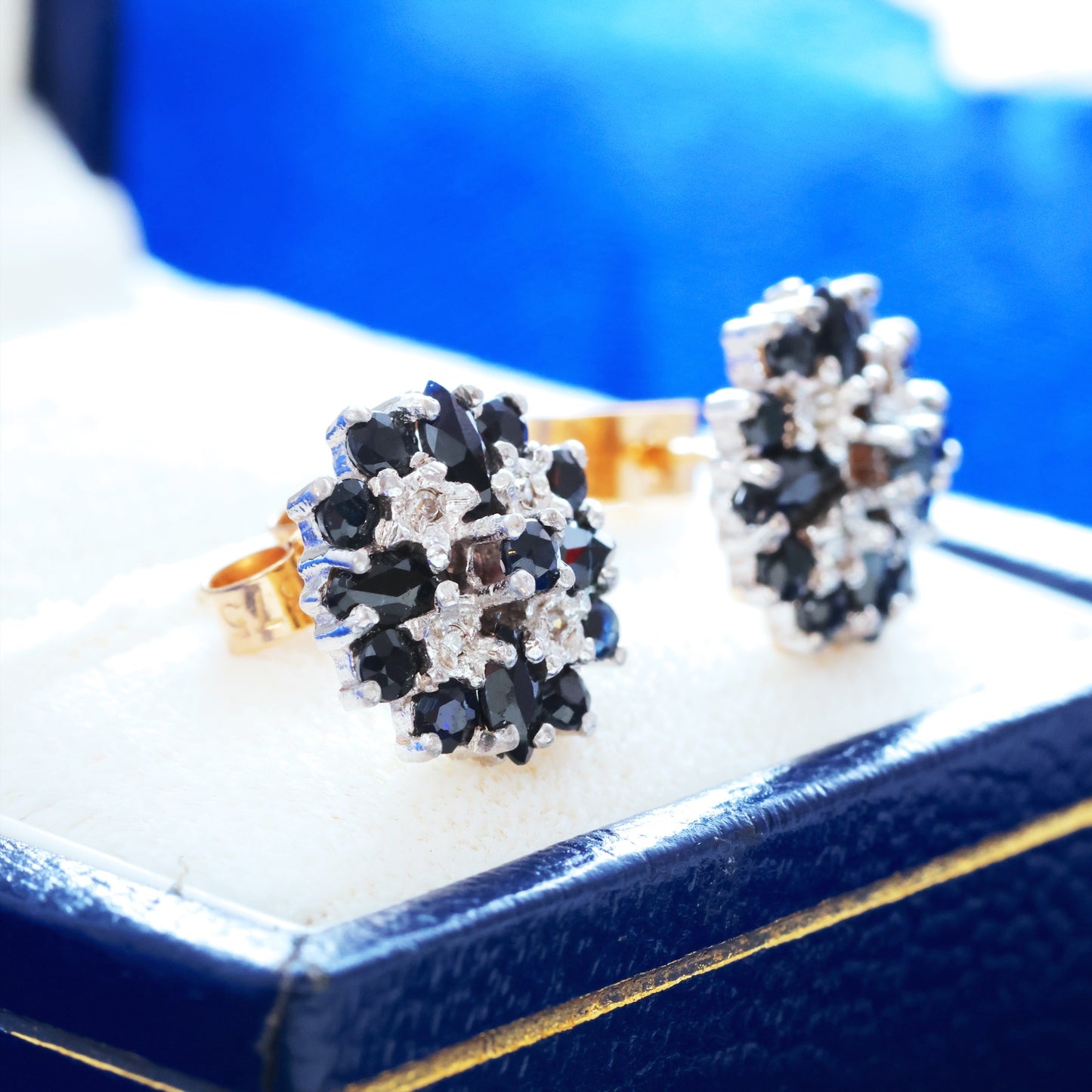 Date 1991 Vintage Sapphire & Diamond Earrings