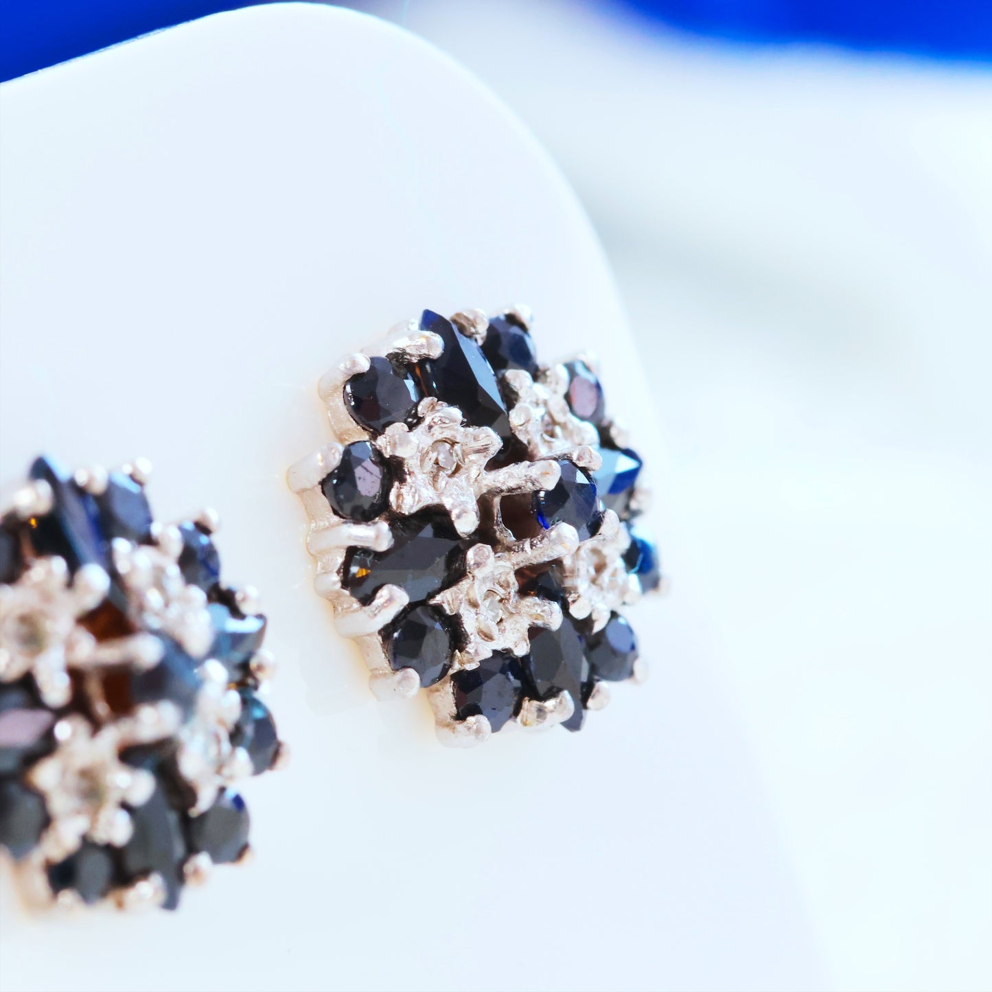 Date 1991 Vintage Sapphire & Diamond Earrings