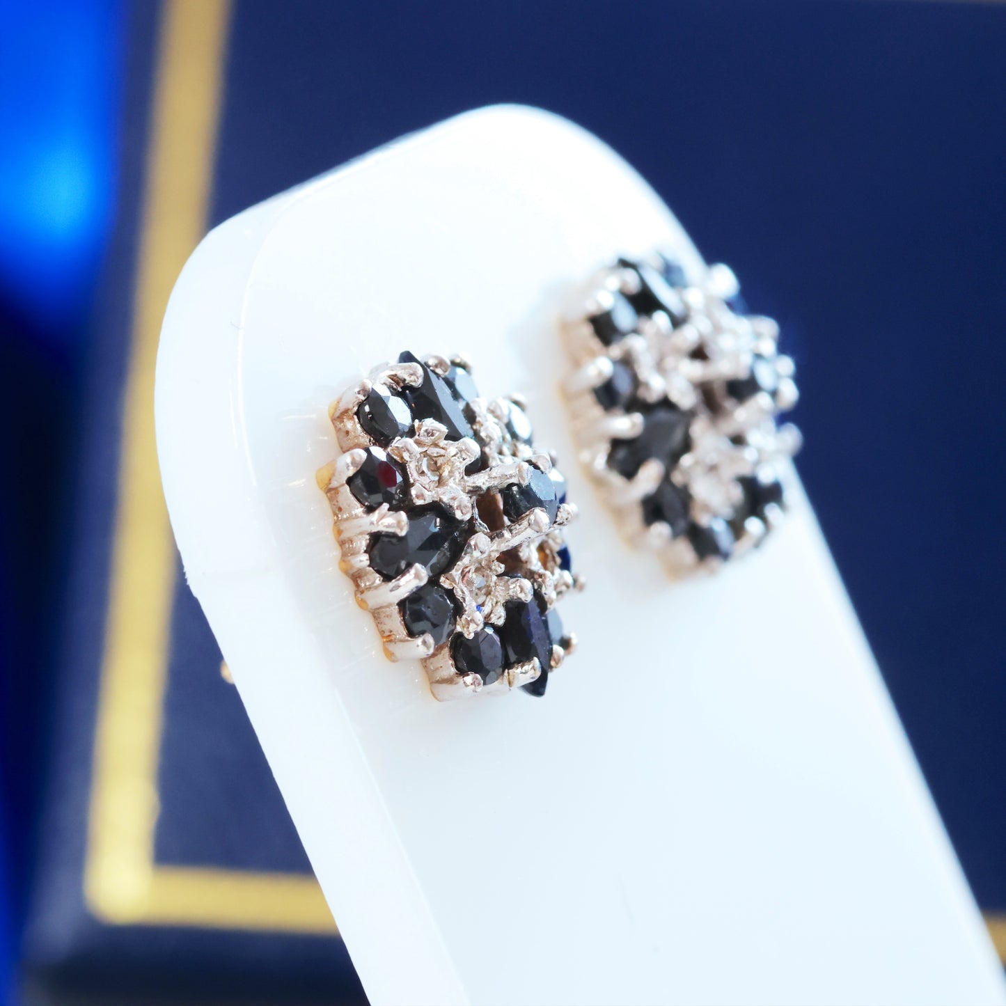 Date 1991 Vintage Sapphire & Diamond Earrings