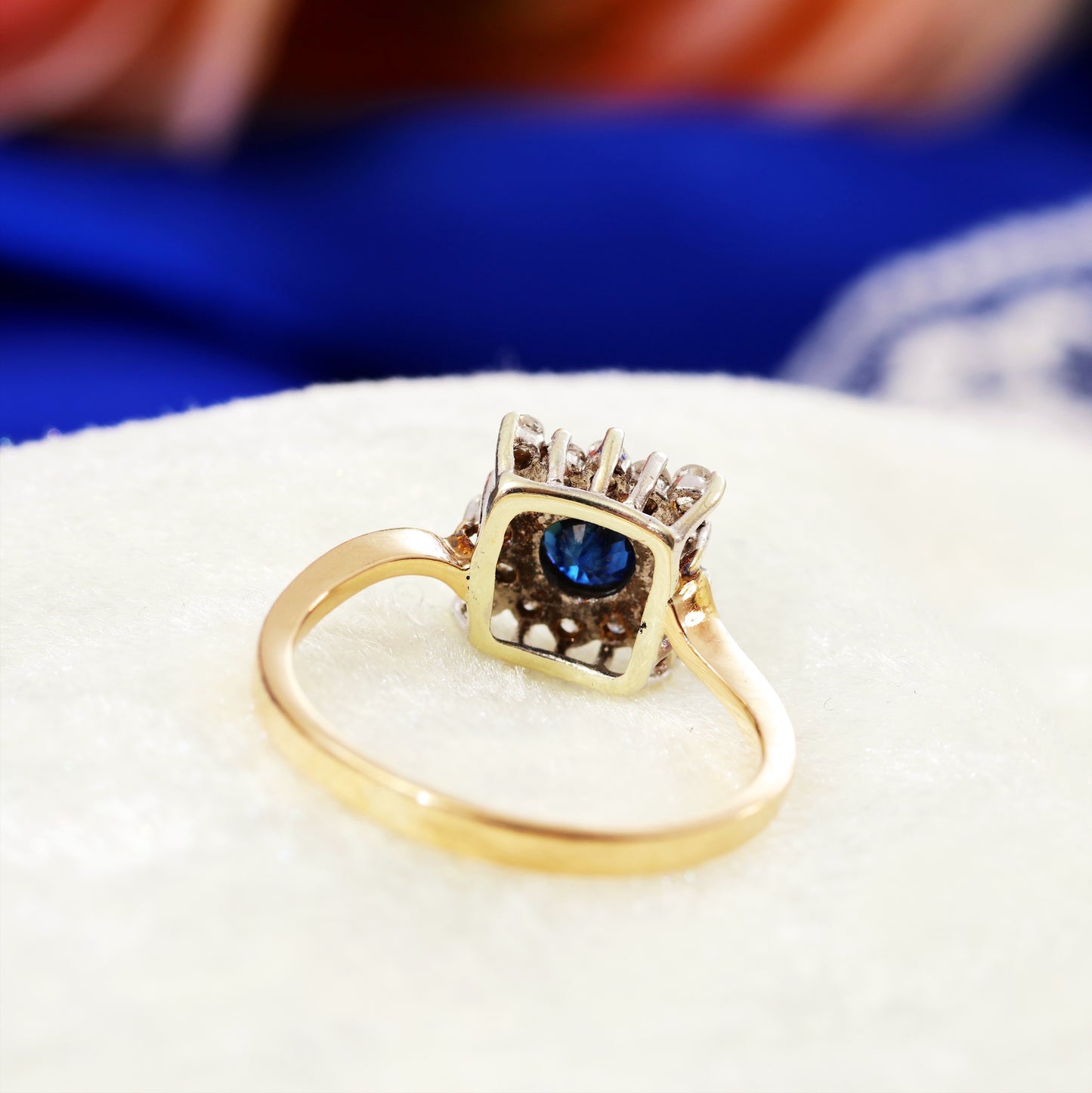 Vintage Dark Blue Sapphire & Diamond Ring
