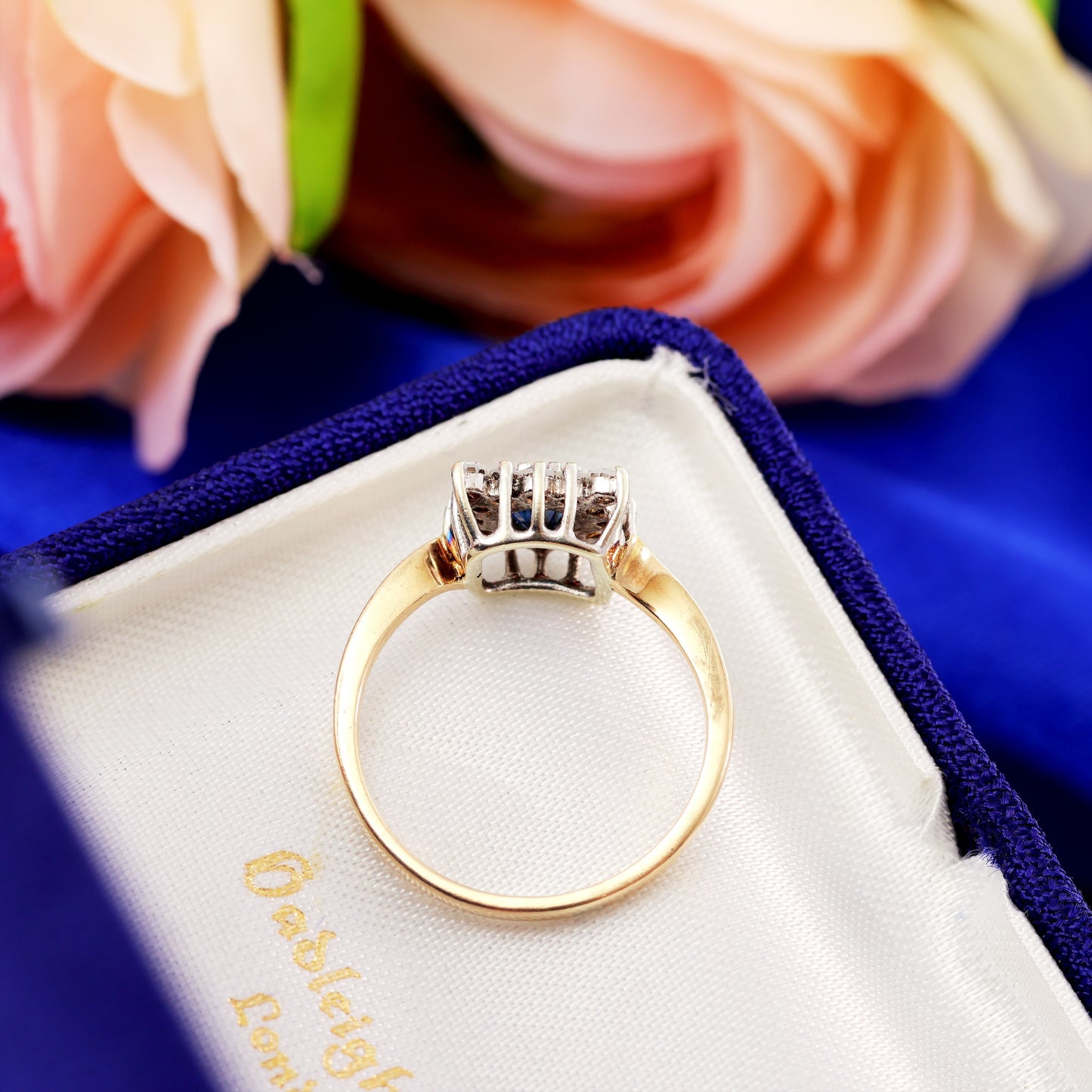 Vintage Dark Blue Sapphire & Diamond Ring