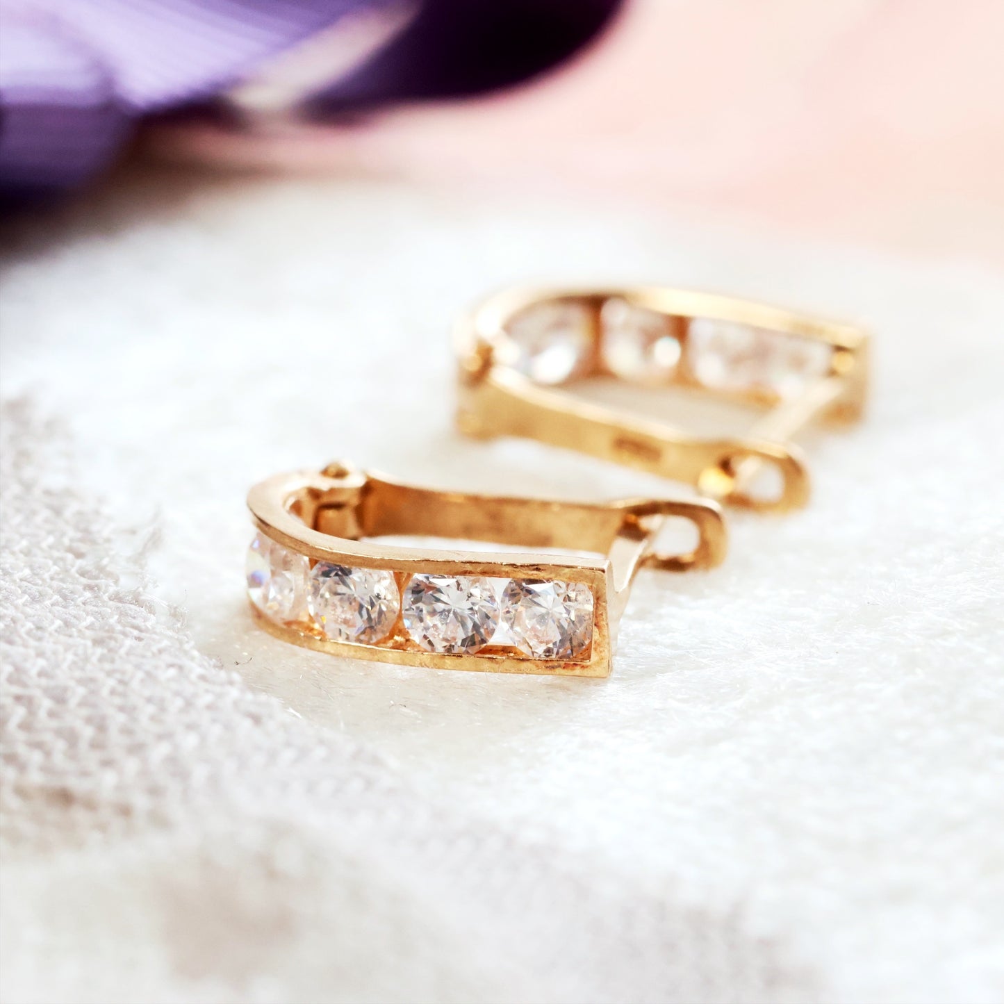 Vintage Sparkle Cubic Zirconia Hoop Earrings