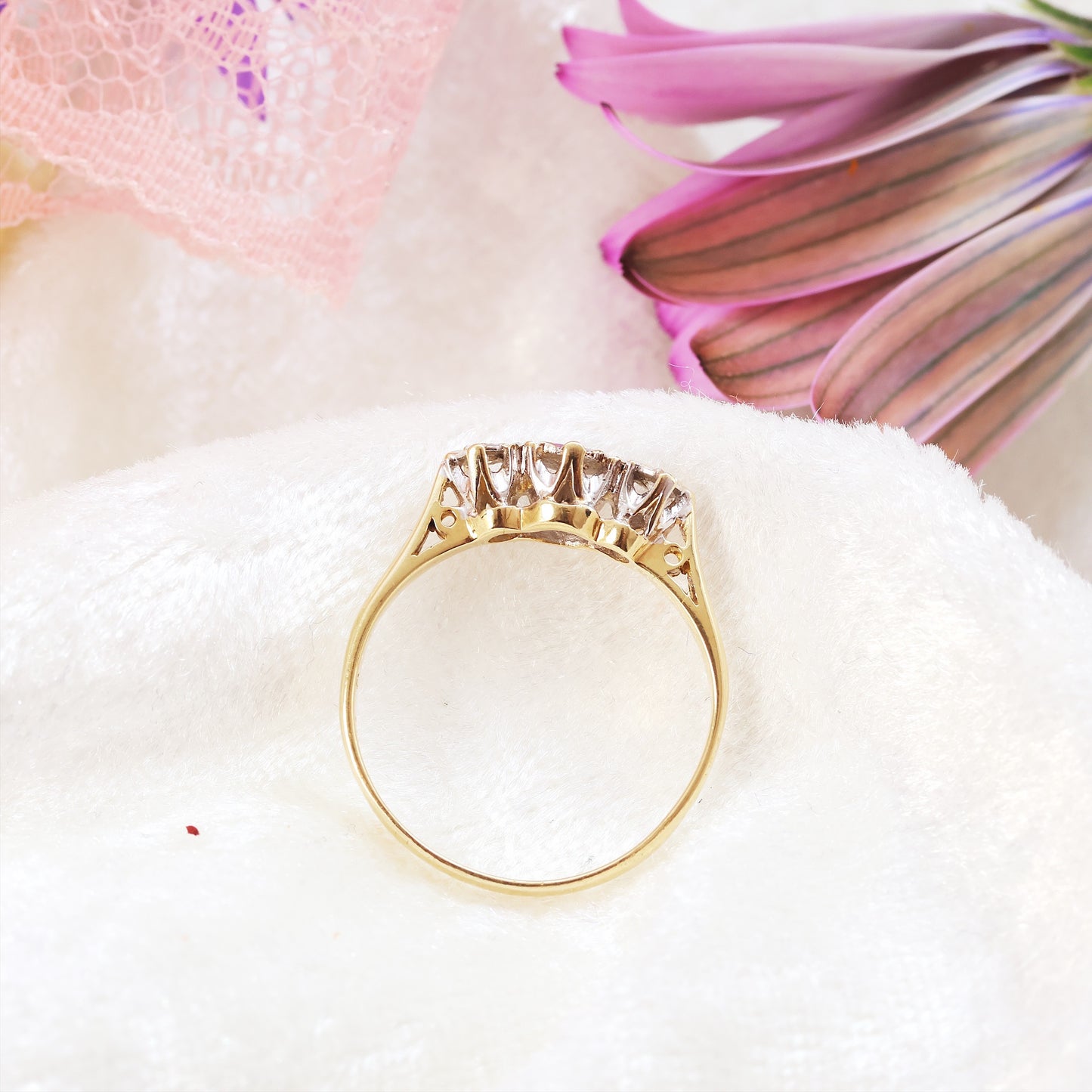 A Cute Vintage Trilogy Diamond Engagement Ring