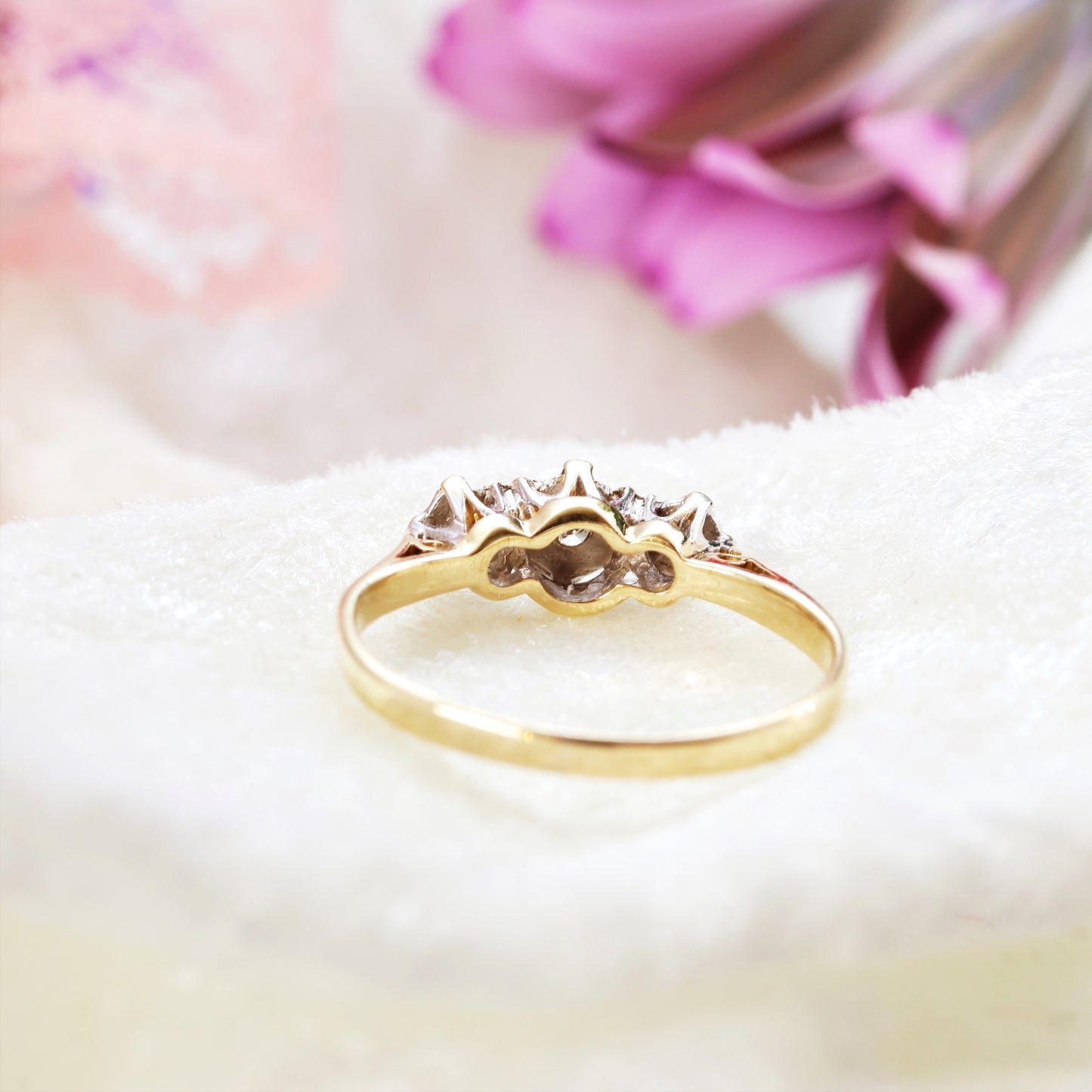 A Cute Vintage Trilogy Diamond Engagement Ring