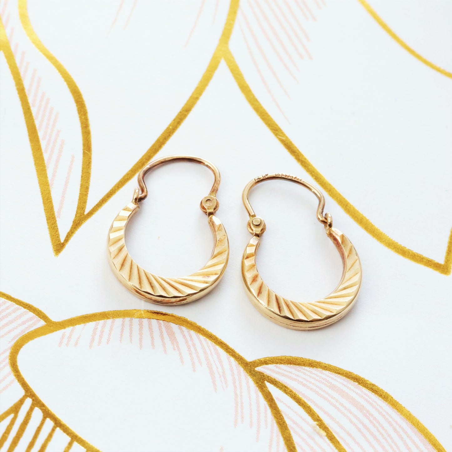 Vintage Date 1966 9ct Gold Hoop Earrings