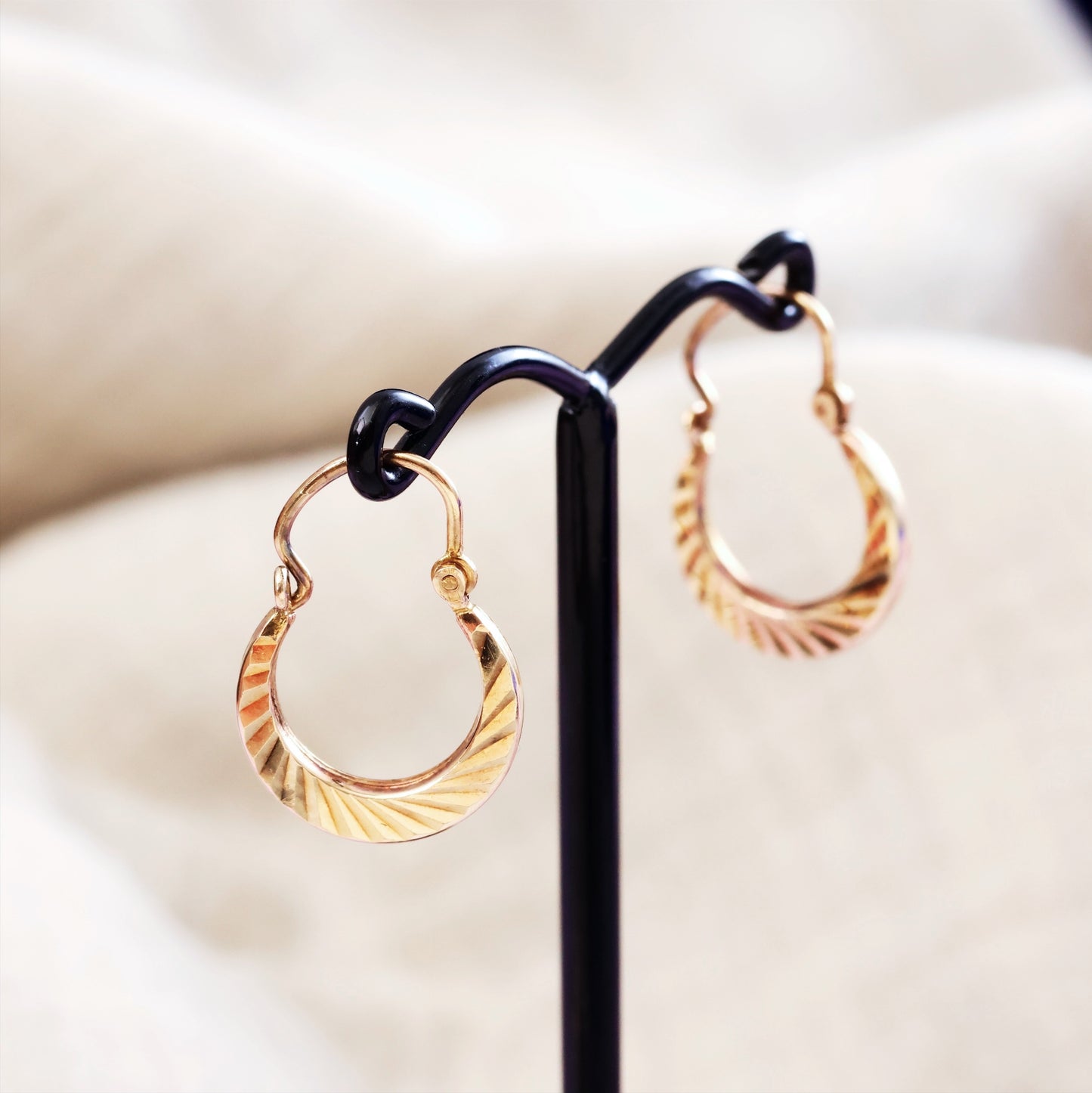Vintage Date 1966 9ct Gold Hoop Earrings