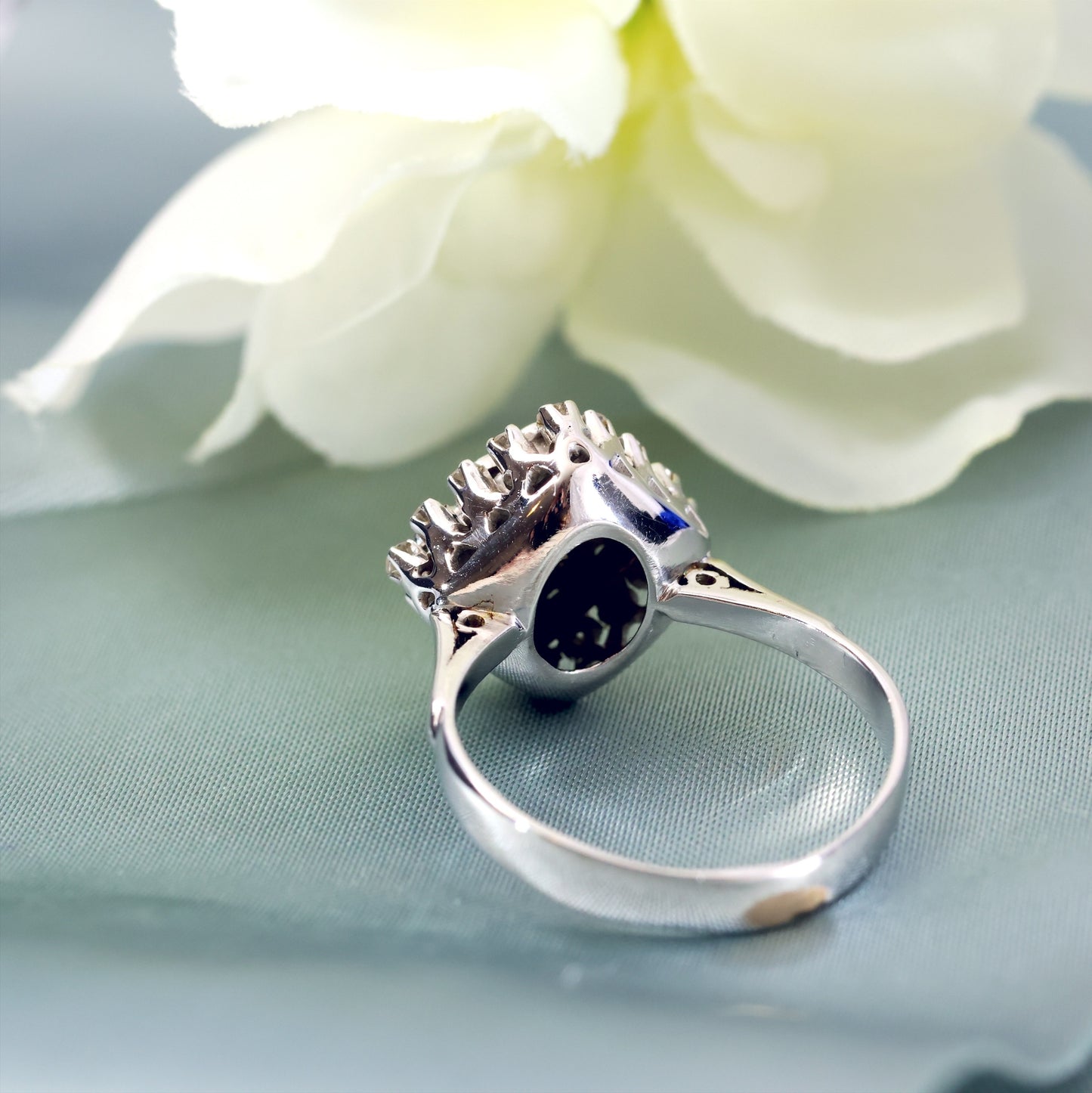 Fancy Vintage Diamond Cluster Dress Engagement Ring
