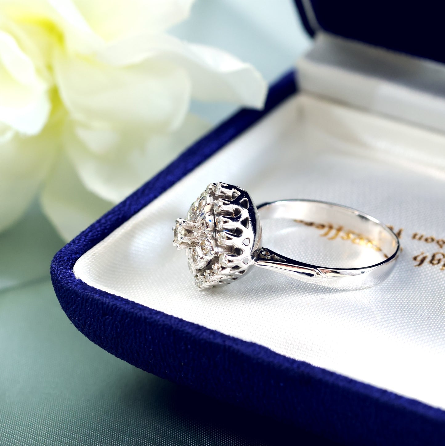 Fancy Vintage Diamond Cluster Dress Engagement Ring