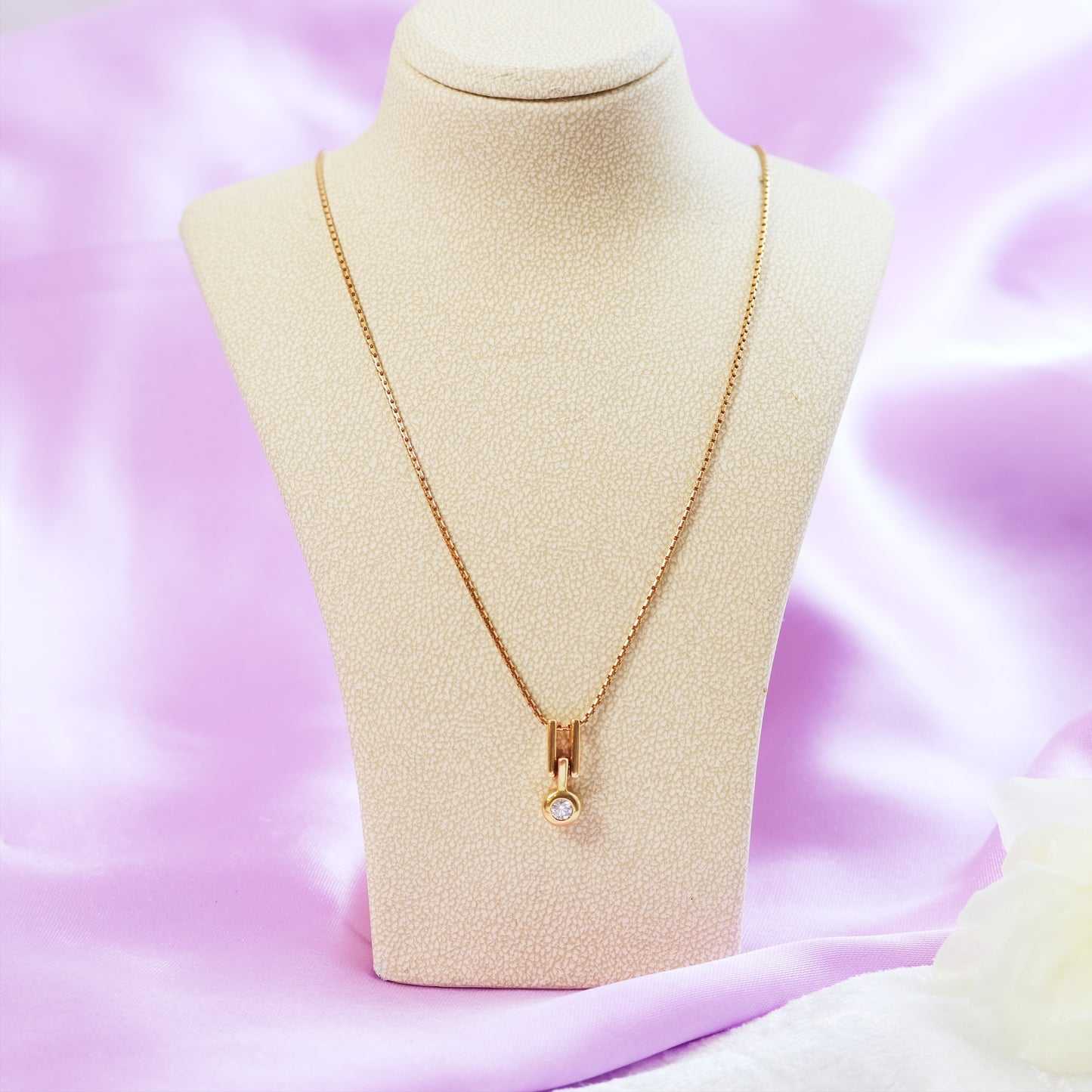 Retro Sexy Vintage 1970's Diamond Pendant & Snake Chain