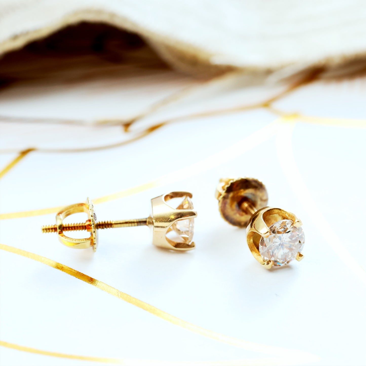D144-VINTAGE-ONE-CARAT-DIAMOND-STUD-EARRINGS-18CT-YELLOW-GOLD-BIG-STUD-EARRING