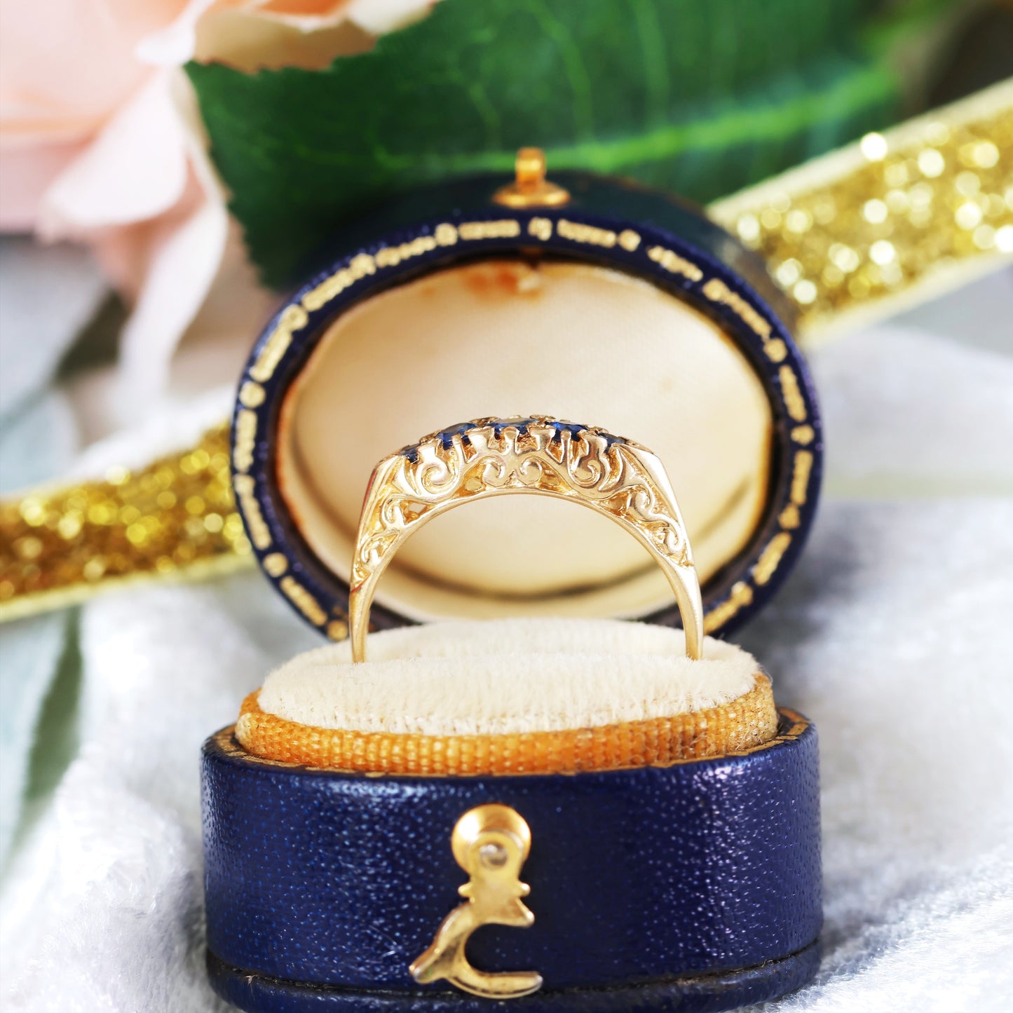 Vintage Victorian Style Sapphire Filigree Ring