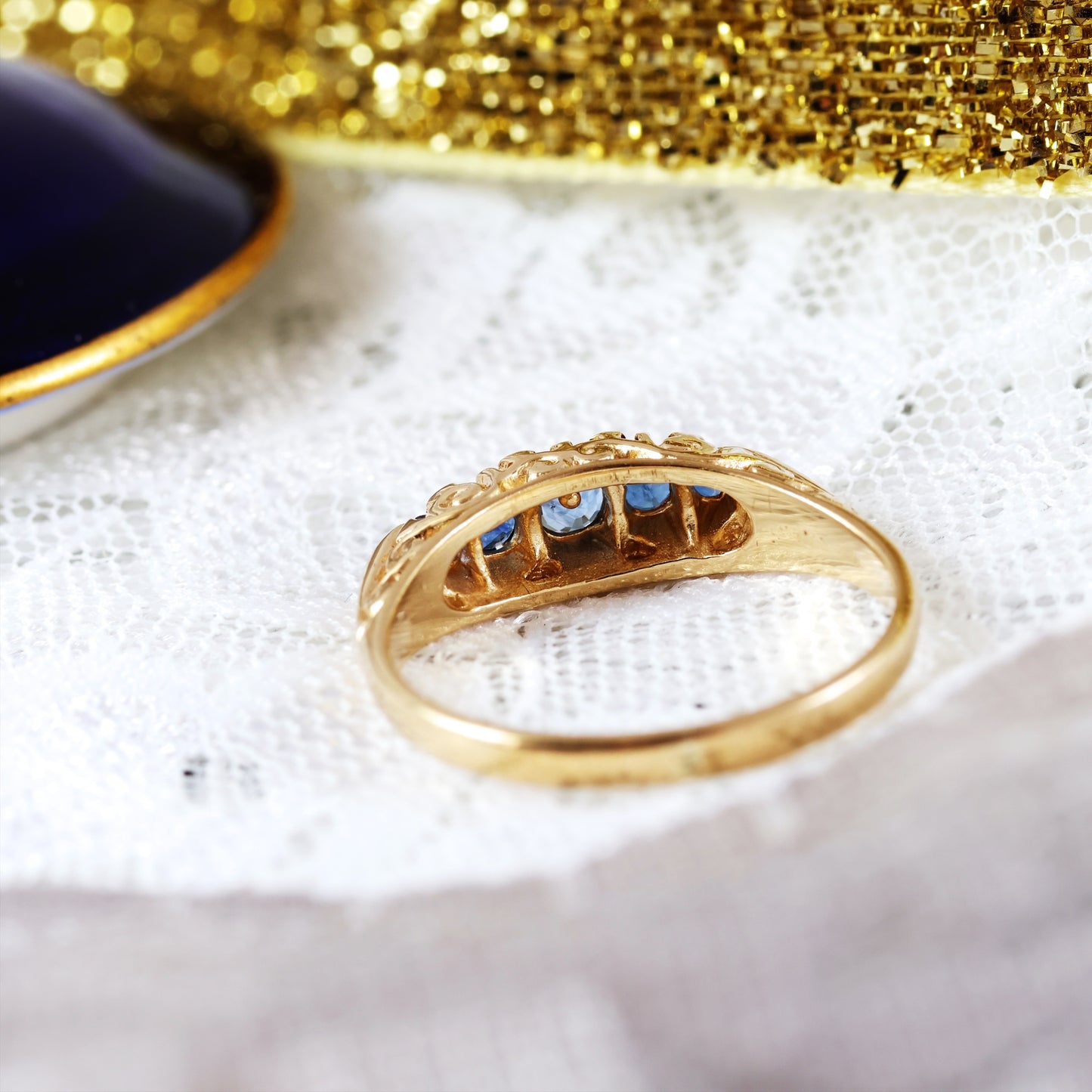 Vintage Victorian Style Sapphire Filigree Ring