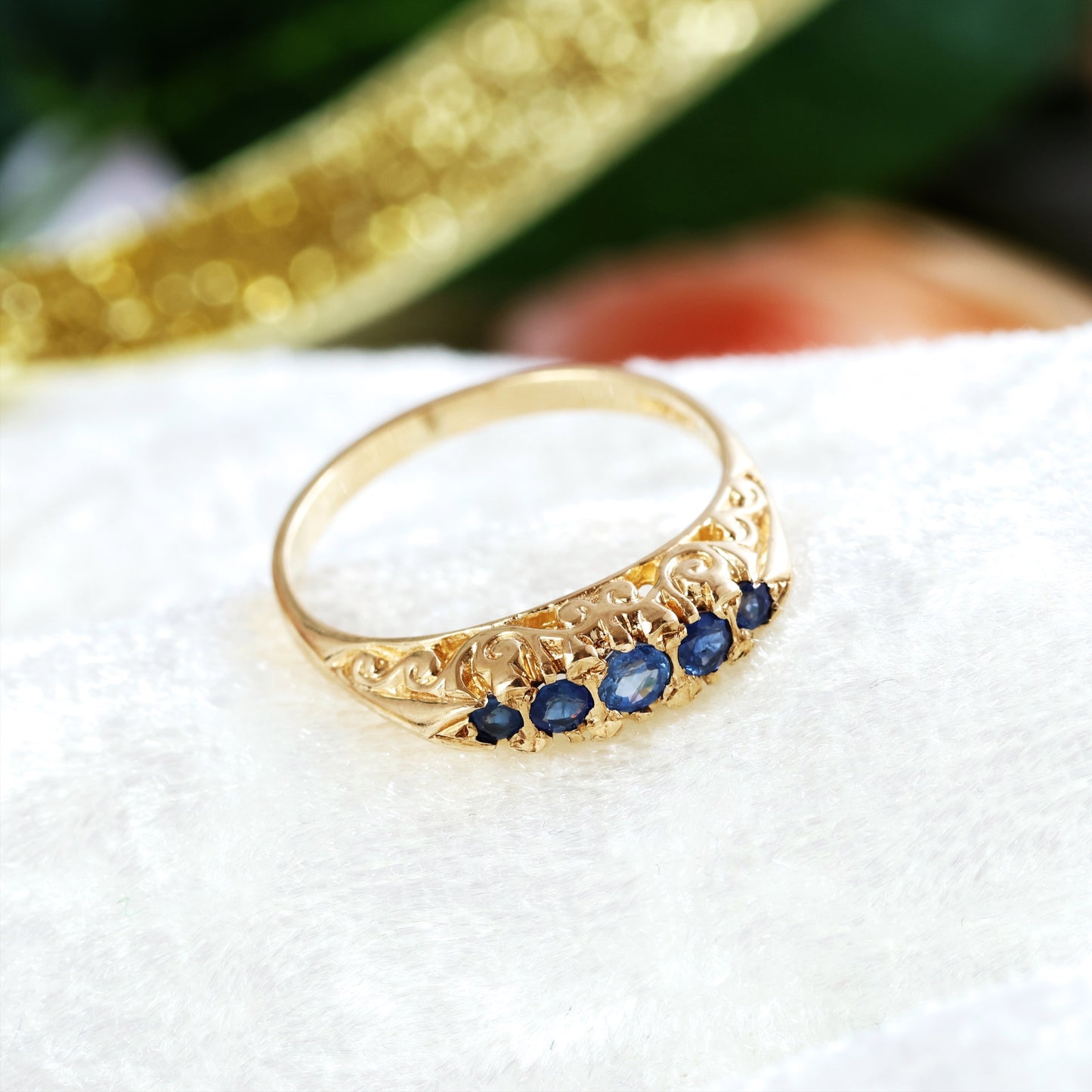 Vintage Victorian Style Sapphire Filigree Ring