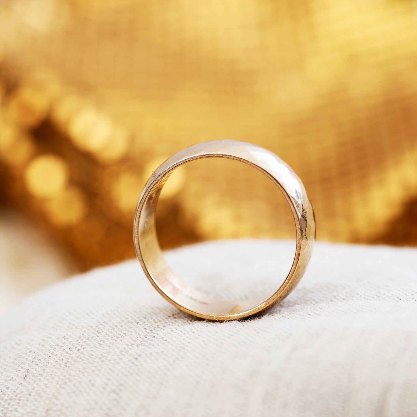 Date 1965 Faceted 9ct Gold Band Wedding Ring