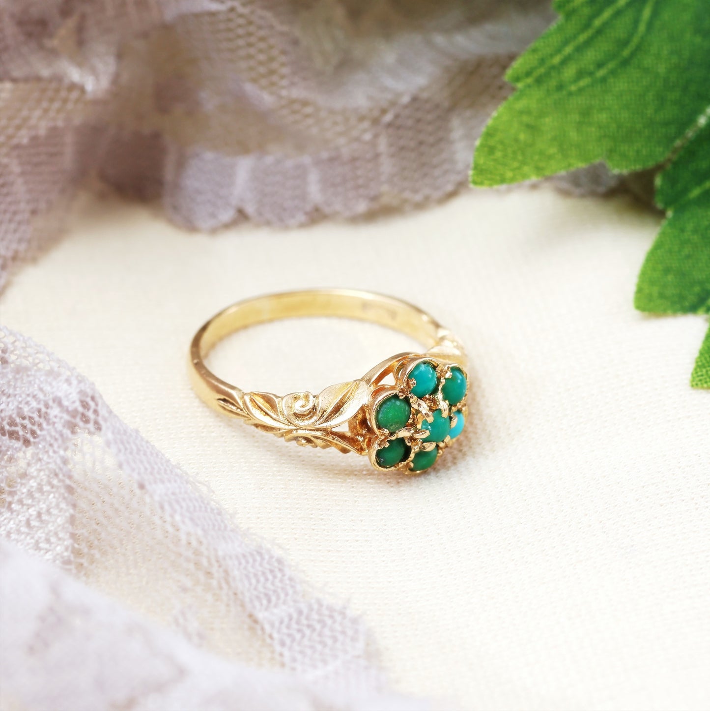 Vintage Victoriana Turquoise Flower Ring