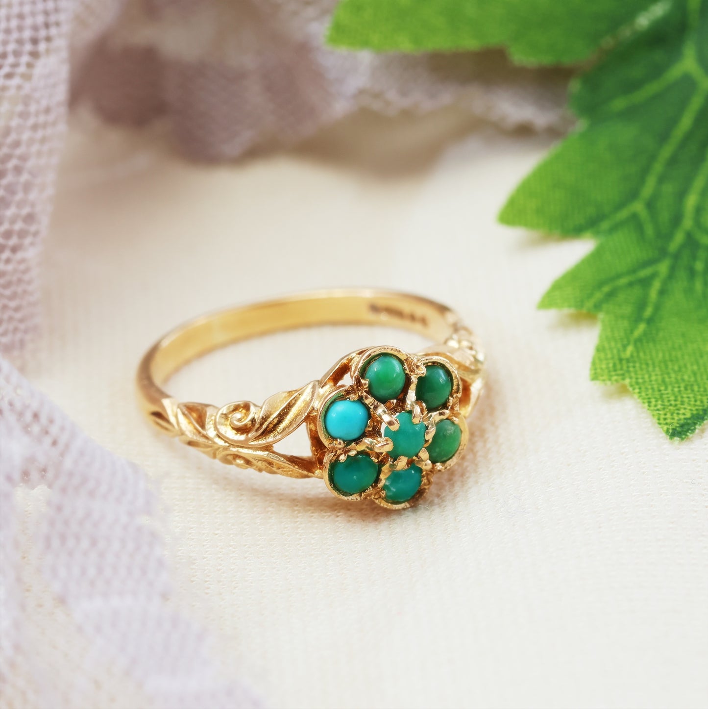 Vintage Victoriana Turquoise Flower Ring