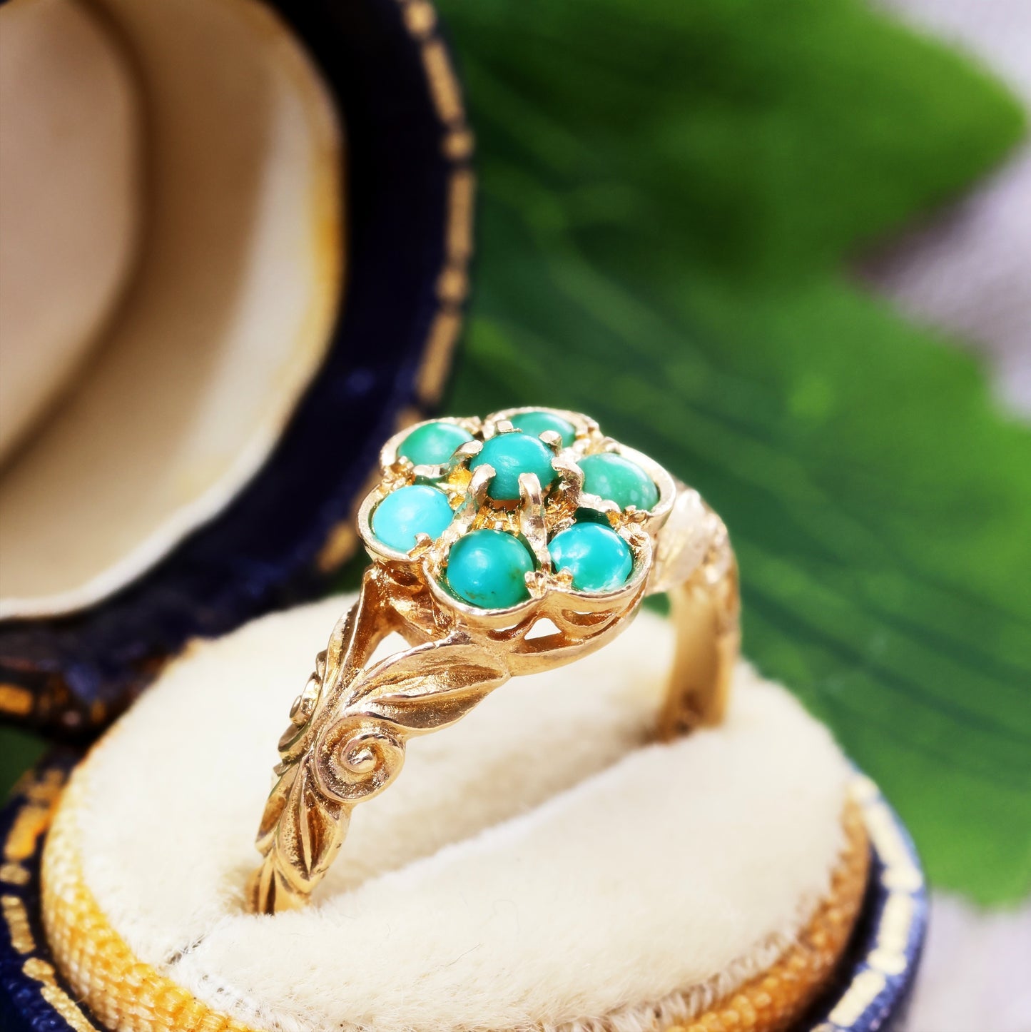 Vintage Victoriana Turquoise Flower Ring