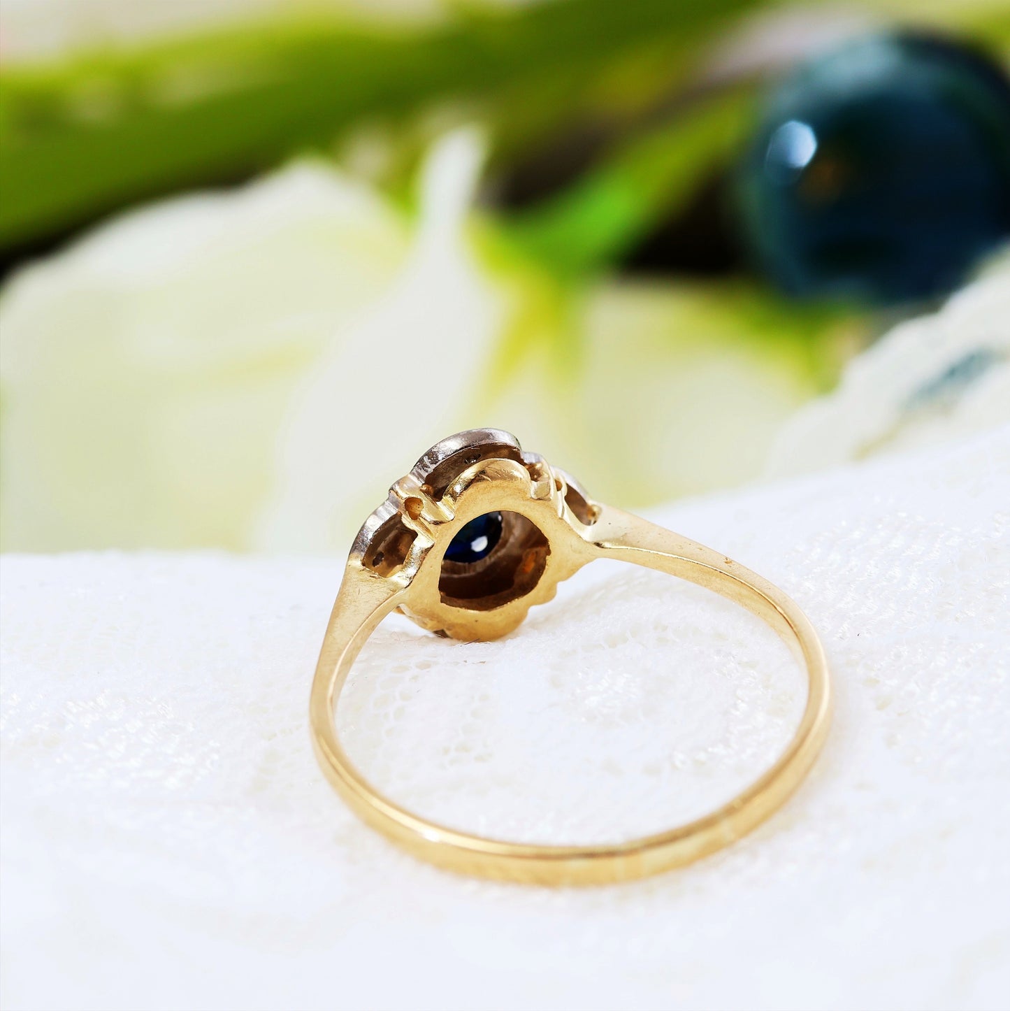 Vintage Art Deco Sapphire & Diamond Cluster Ring