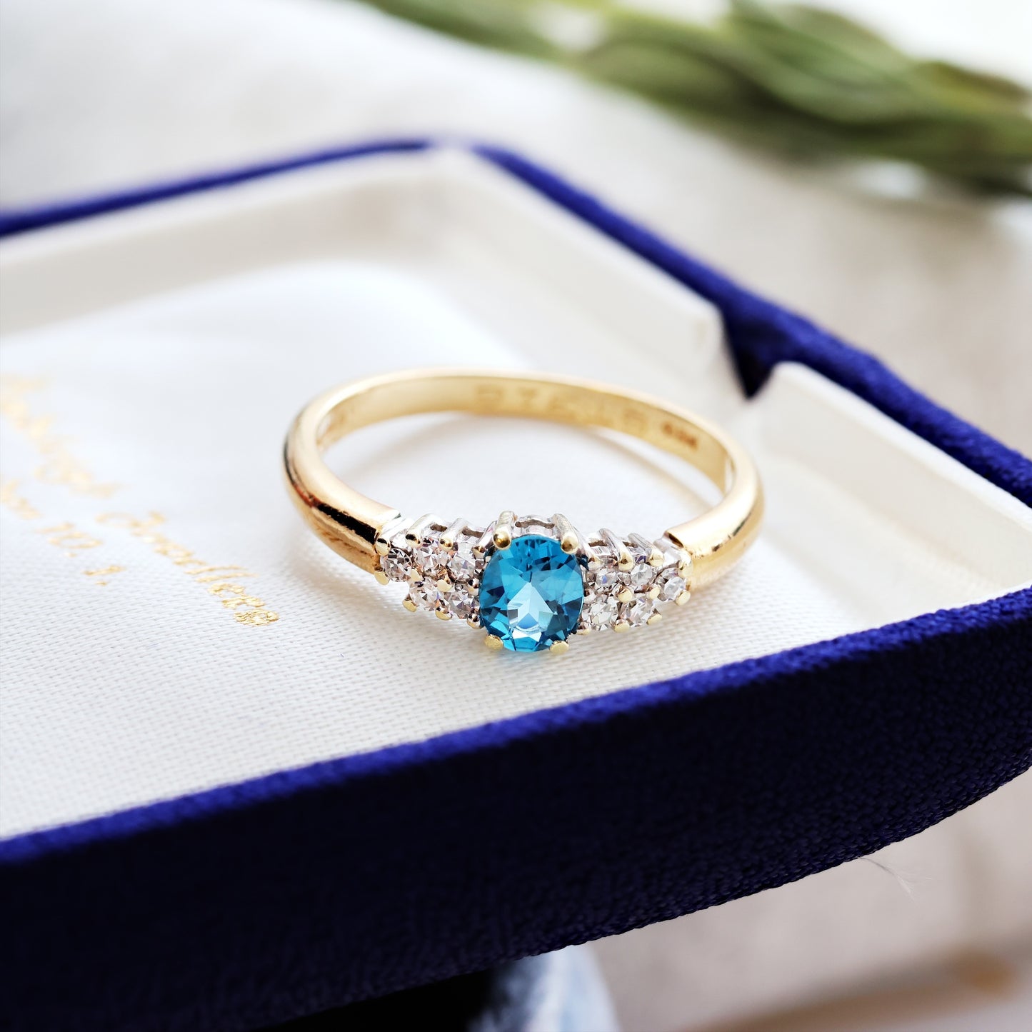 D158-VINTAGE-DIAMOND-ENGAGEMENT-BLUE-TOPAZ-TRILOGY-RING-GOLD-02