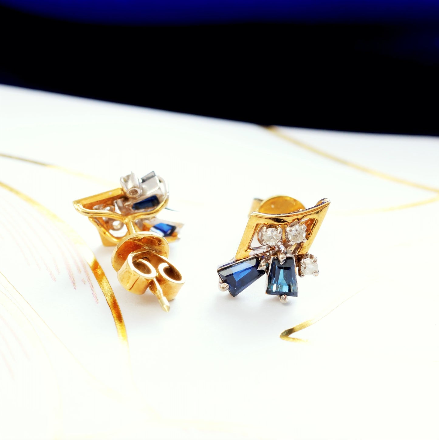 Retro Chic Sapphire & Diamond Earrings