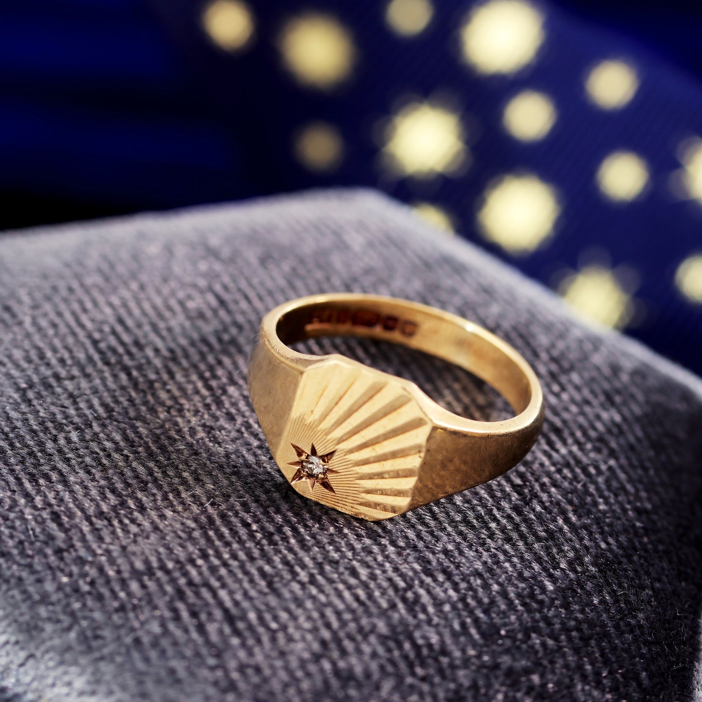 Date 1994 Diamond Sunray Signet Ring