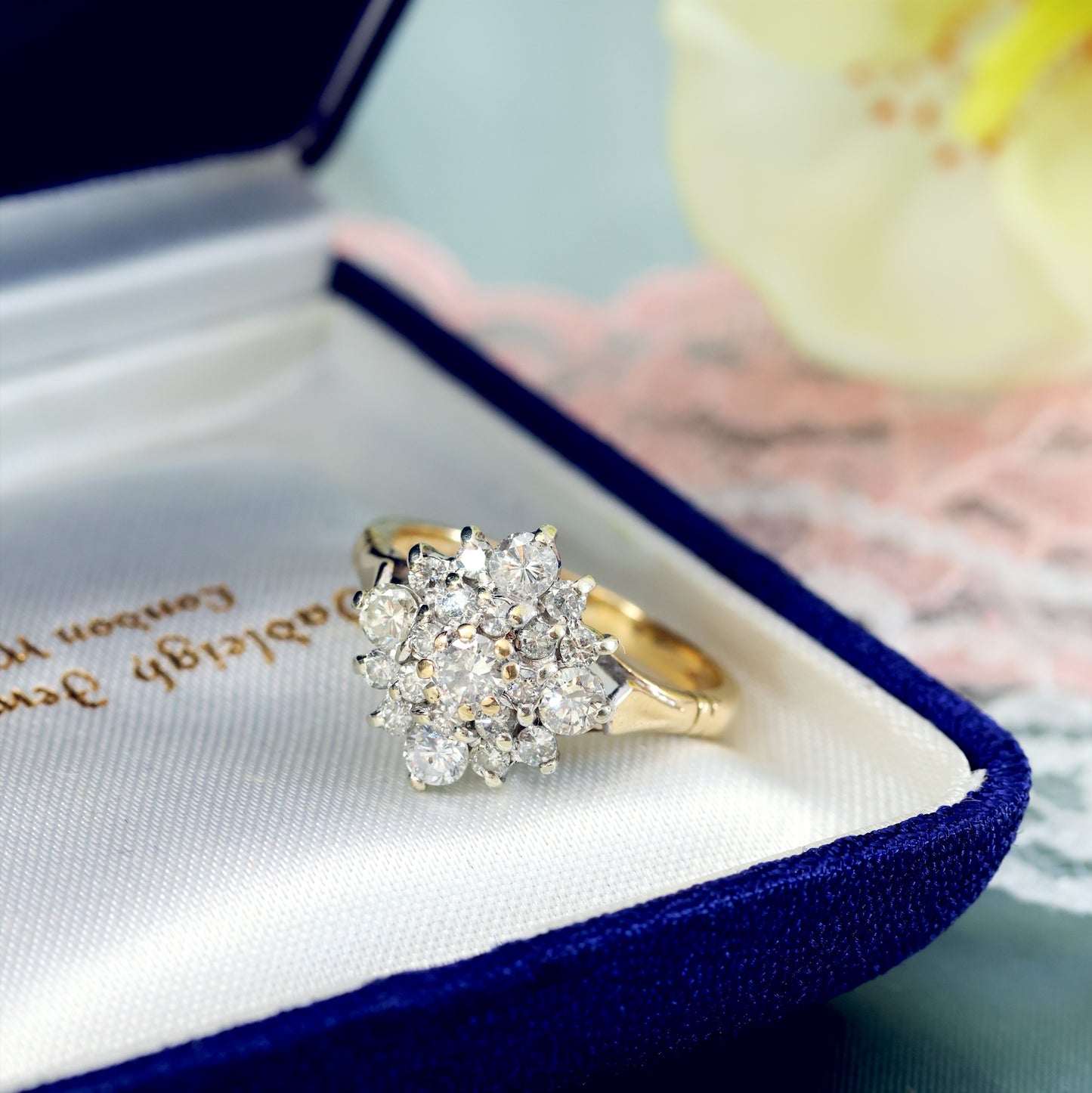 Vintage Date 1991 Diamond Cluster Engagement Ring