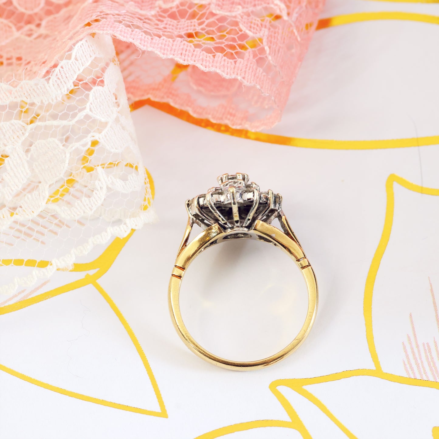 Vintage Date 1991 Diamond Cluster Engagement Ring