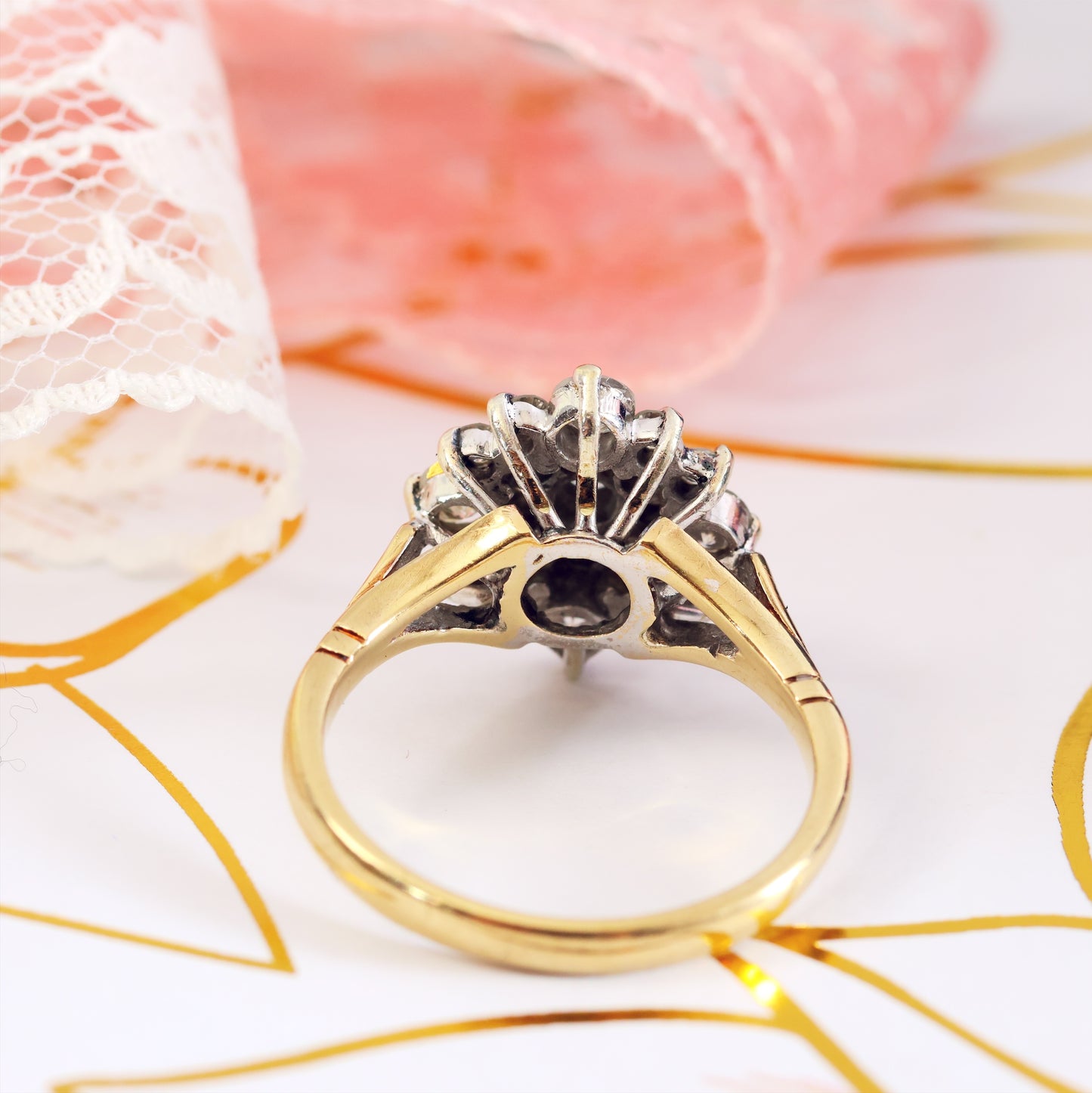 Vintage Date 1991 Diamond Cluster Engagement Ring