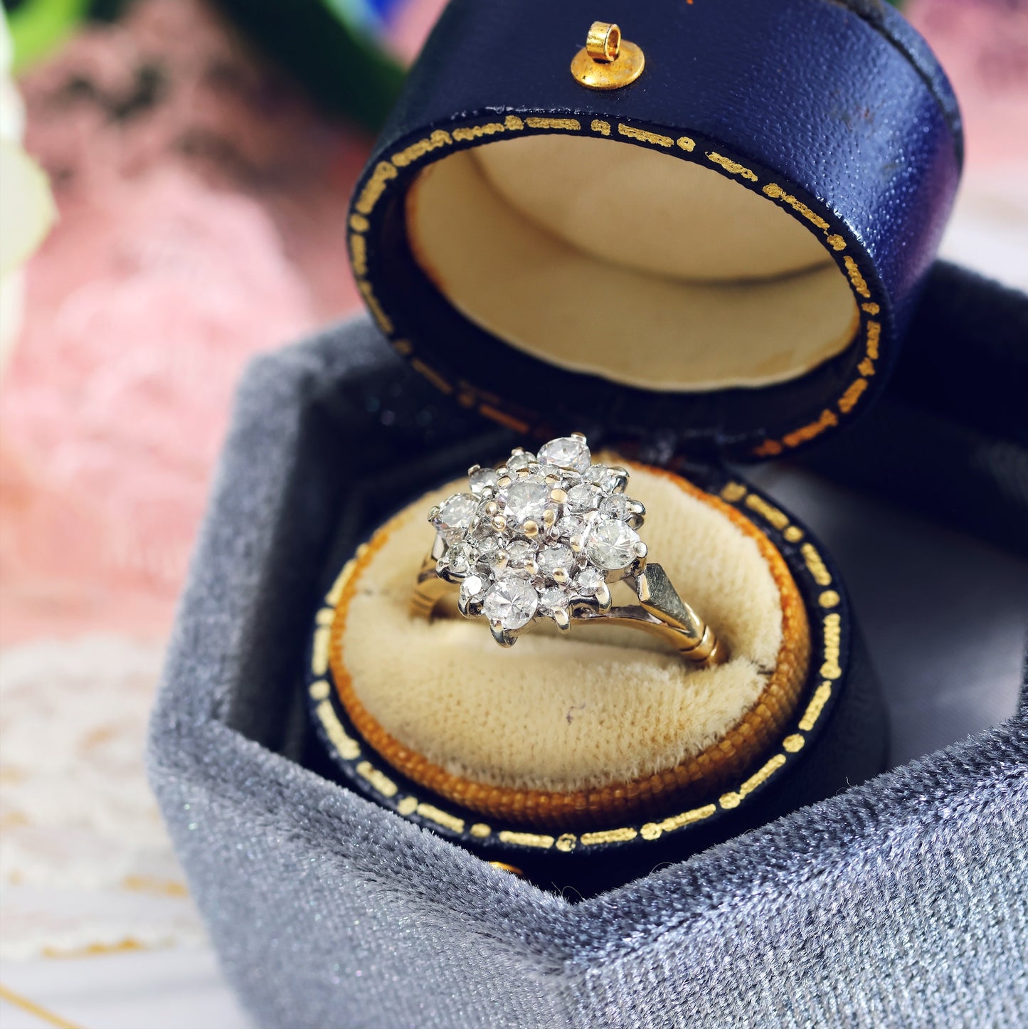 Vintage Date 1991 Diamond Cluster Engagement Ring