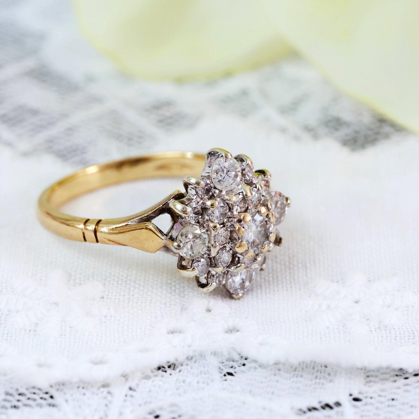 Vintage Date 1991 Diamond Cluster Engagement Ring