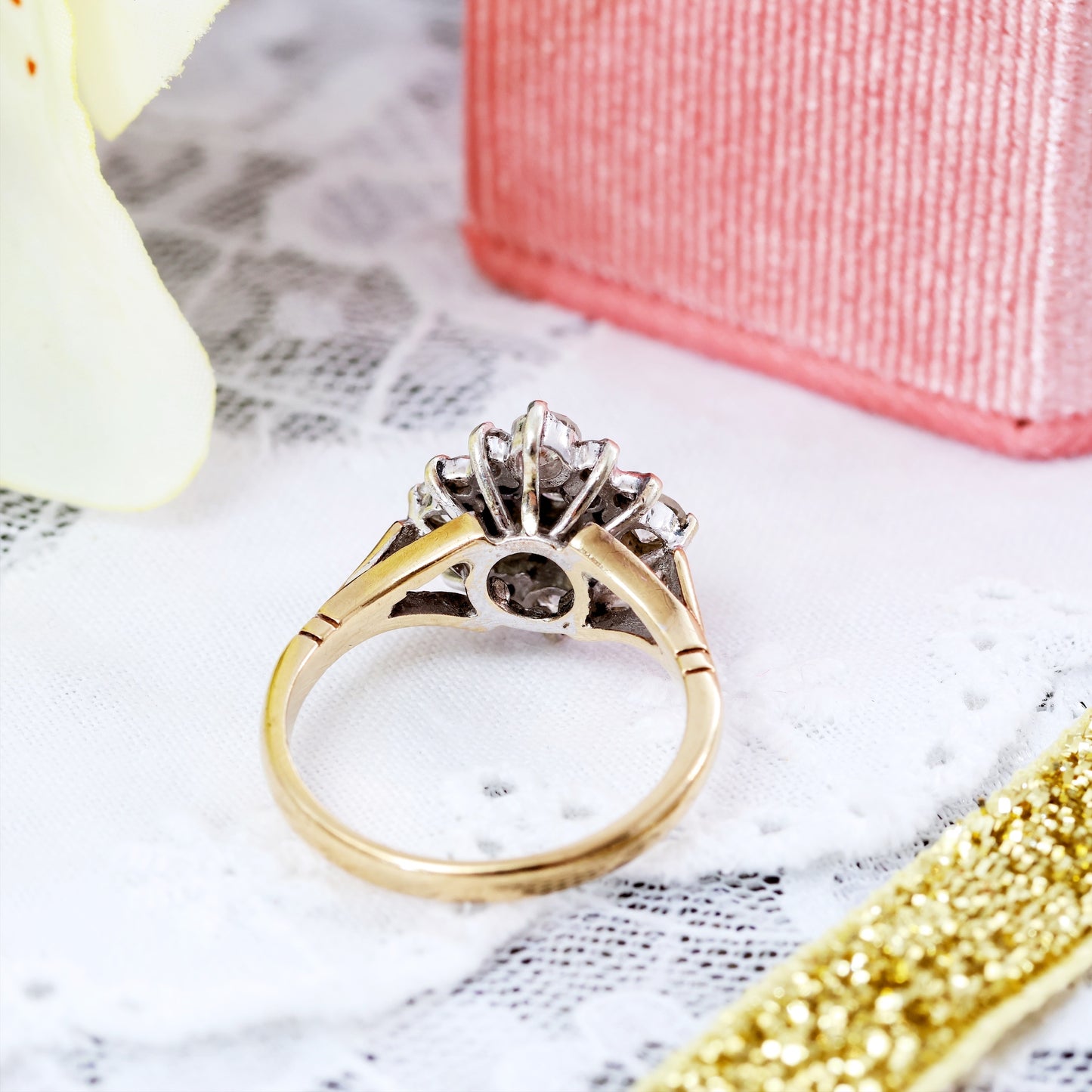 Vintage Date 1991 Diamond Cluster Engagement Ring