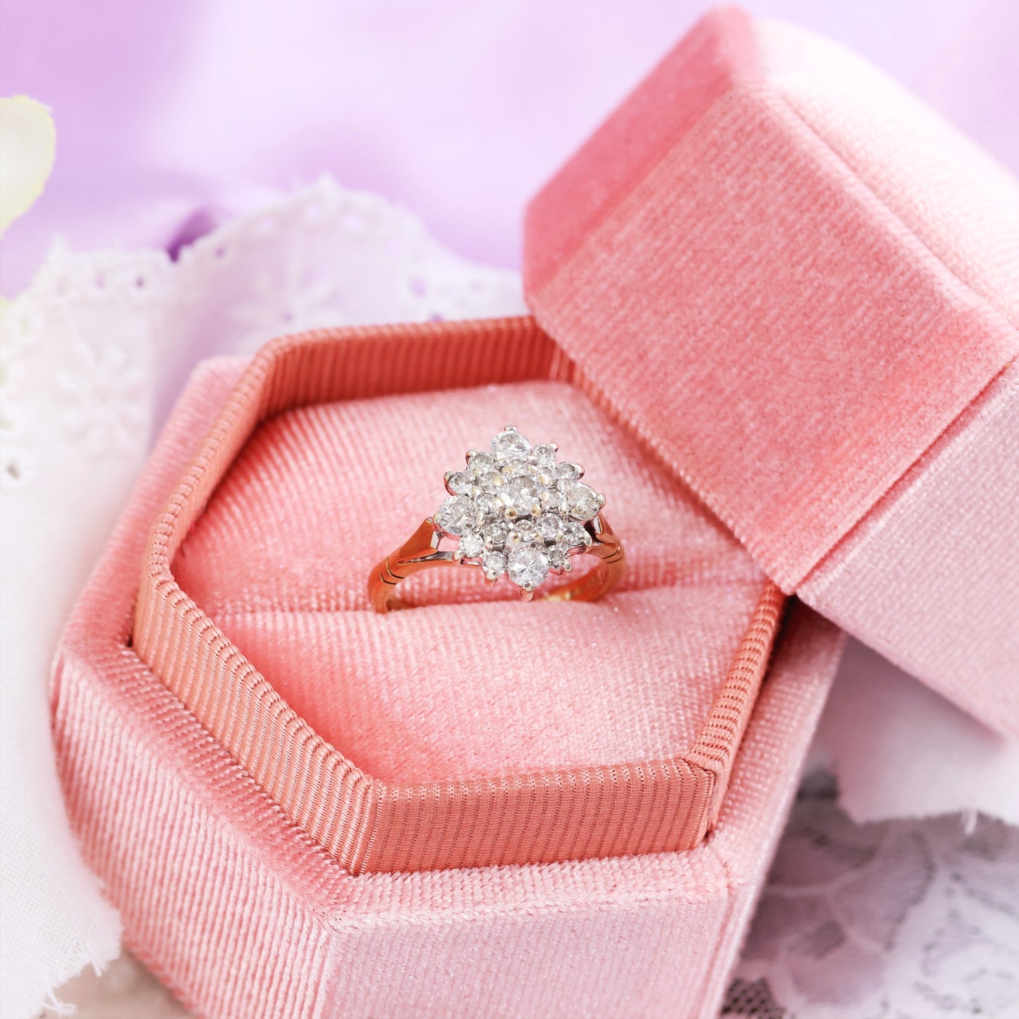 Vintage Date 1991 Diamond Cluster Engagement Ring