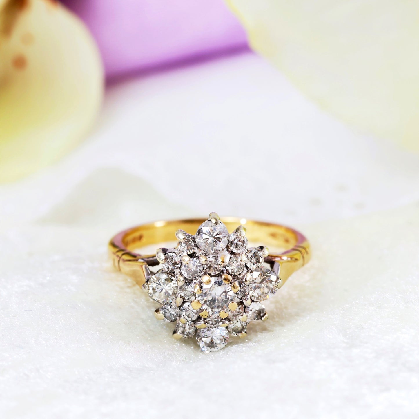 Vintage Date 1991 Diamond Cluster Engagement Ring