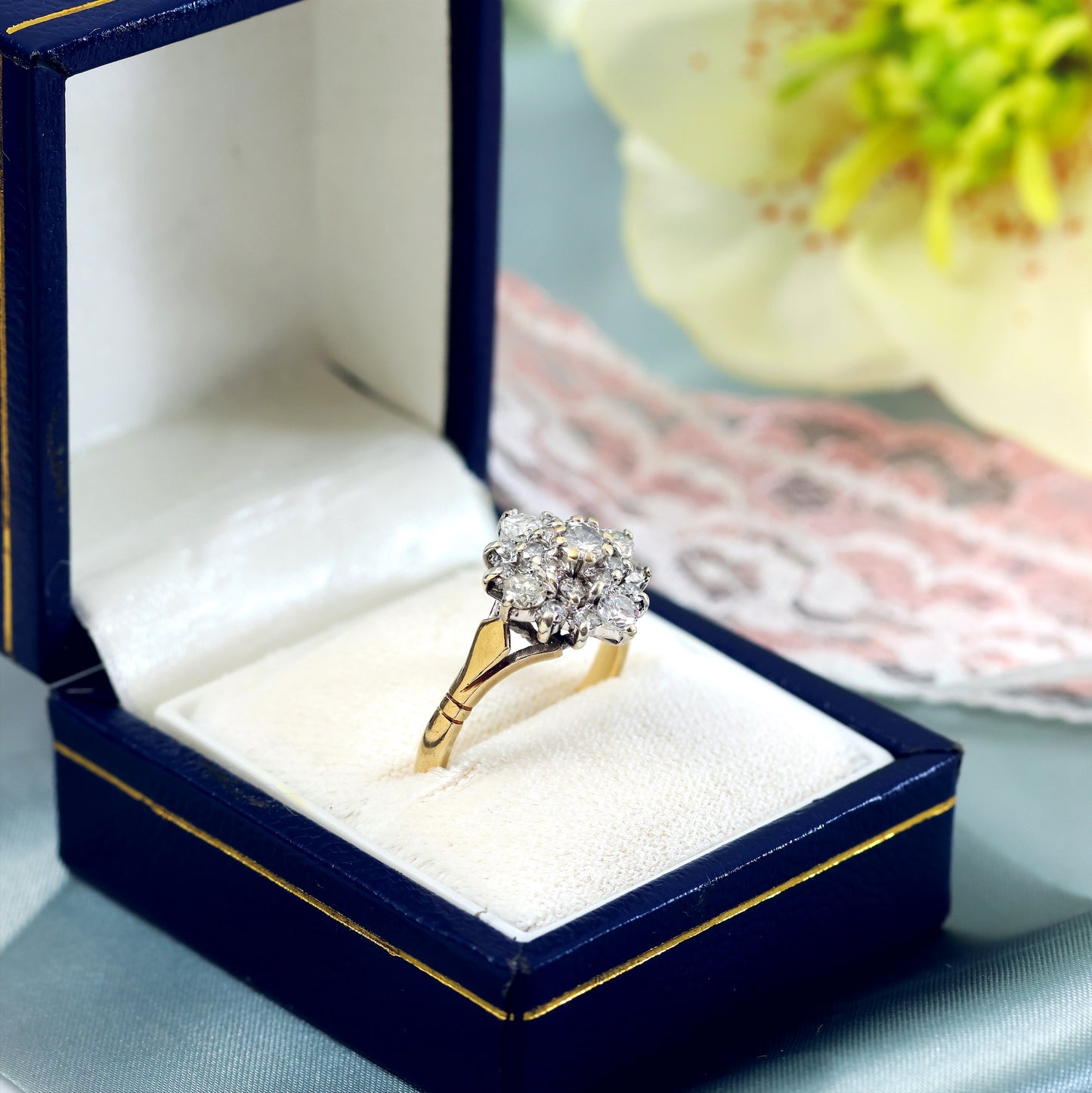 Vintage Date 1991 Diamond Cluster Engagement Ring