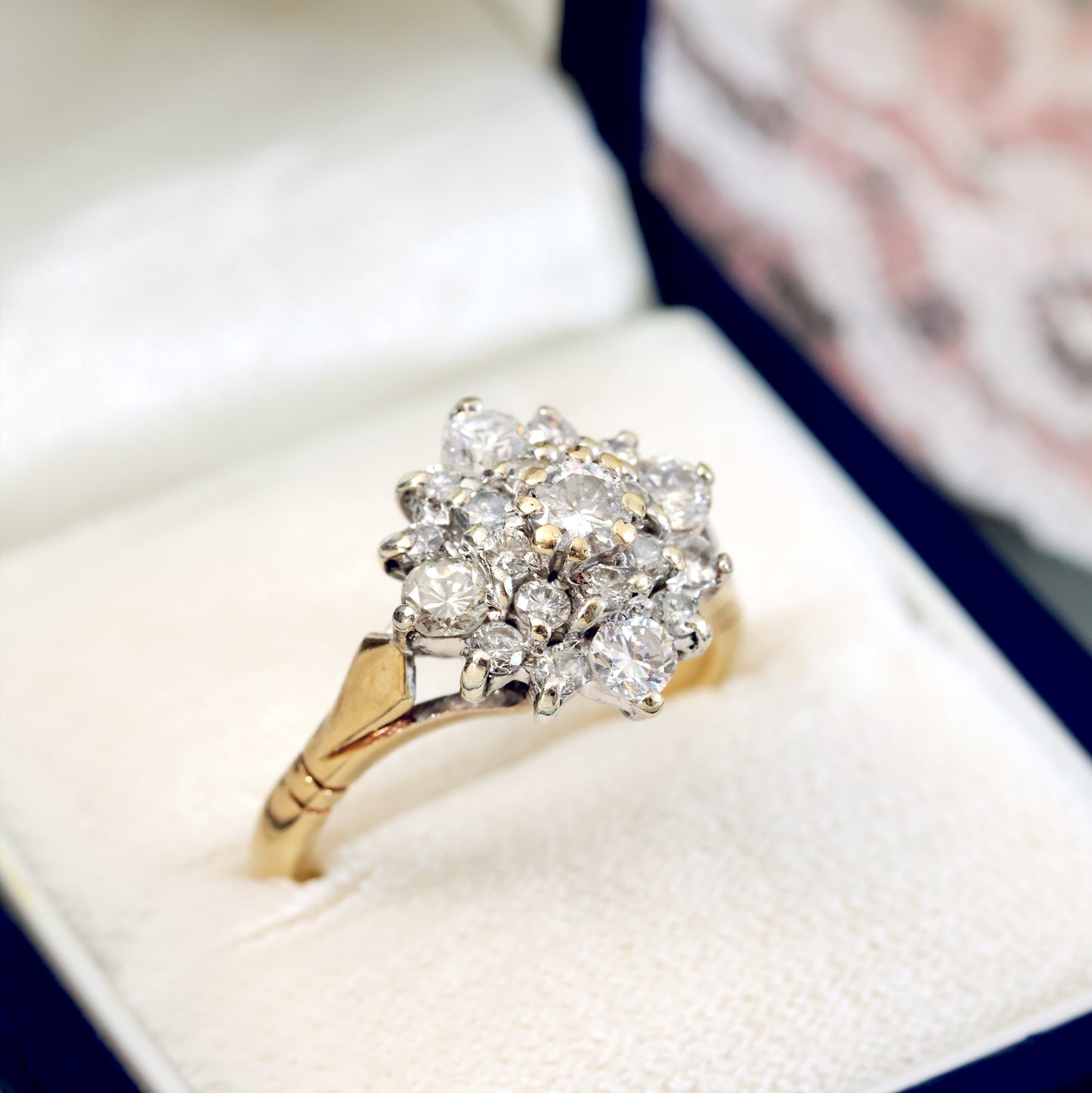 Vintage Date 1991 Diamond Cluster Engagement Ring
