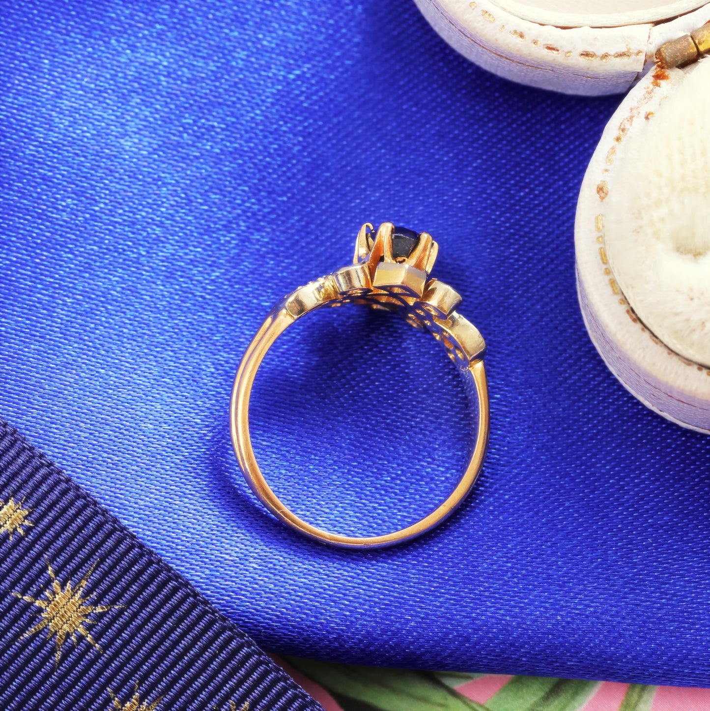 Finest French Sapphire & Diamond Engagement Ring