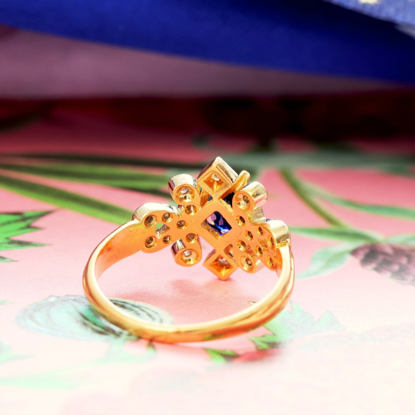 Finest French Sapphire & Diamond Engagement Ring