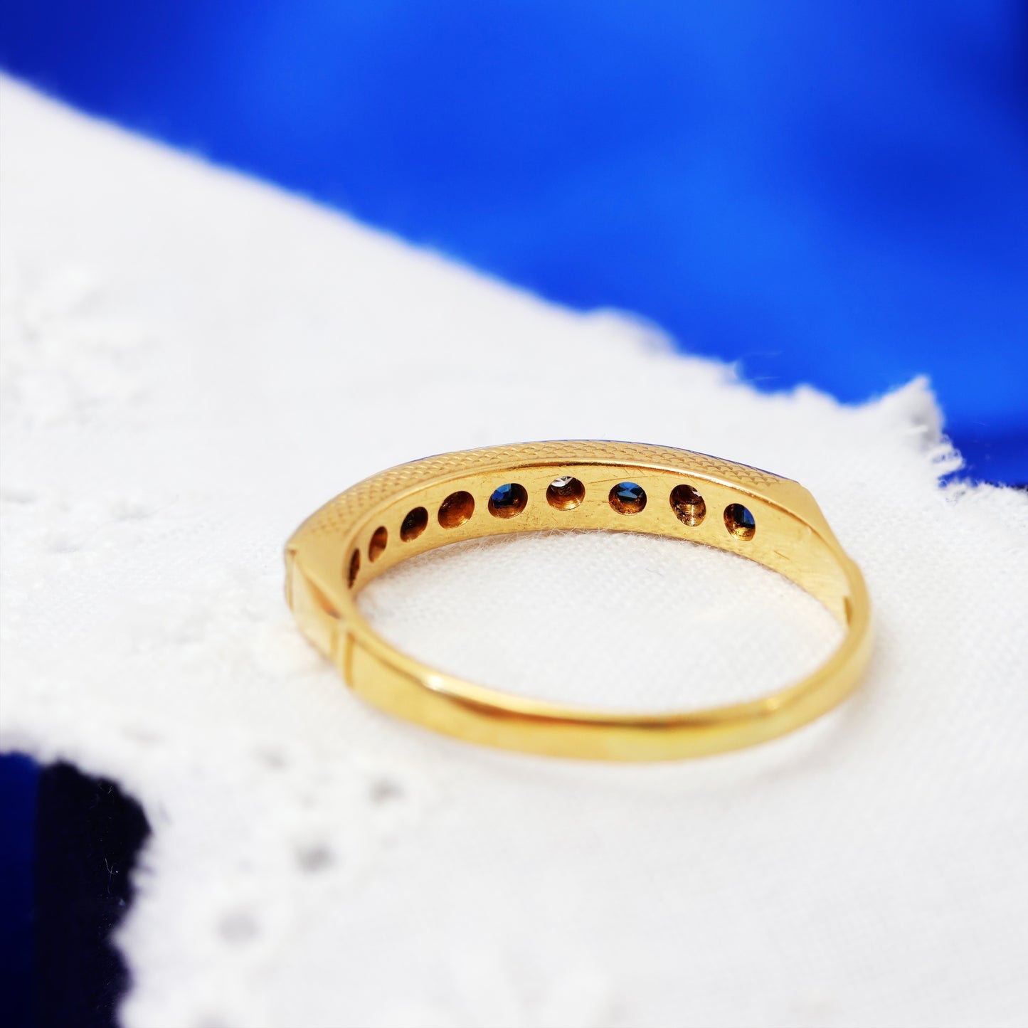 Nice Quality Vintage Sapphire & Diamond Half Eternity Ring