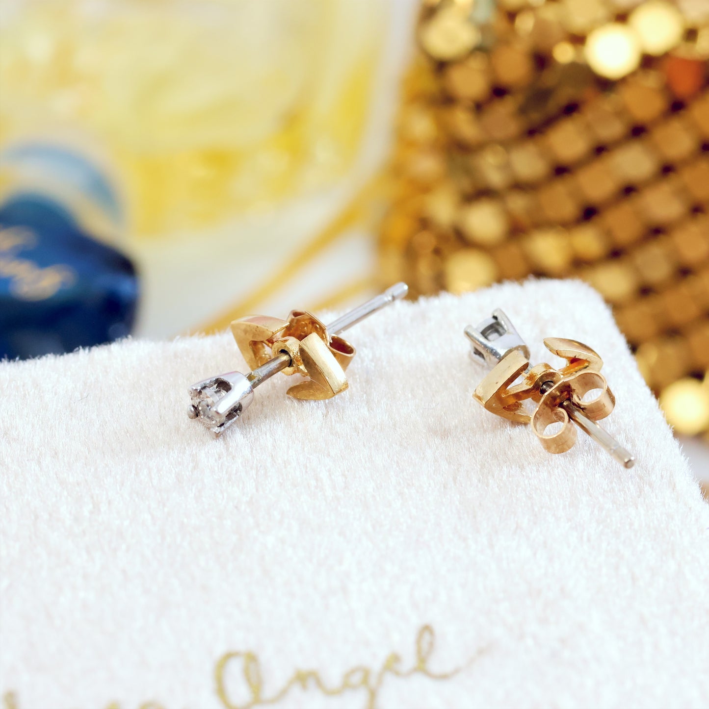 Directional Vintage Diamond Stud Earrings
