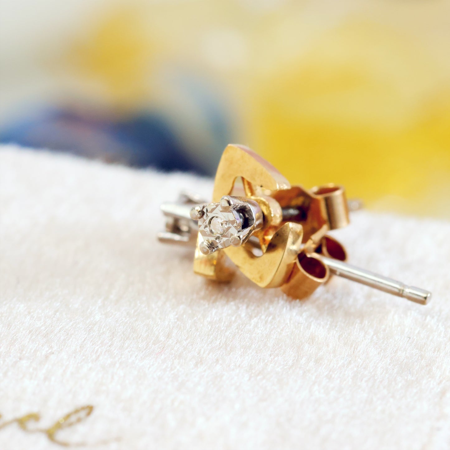Directional Vintage Diamond Stud Earrings