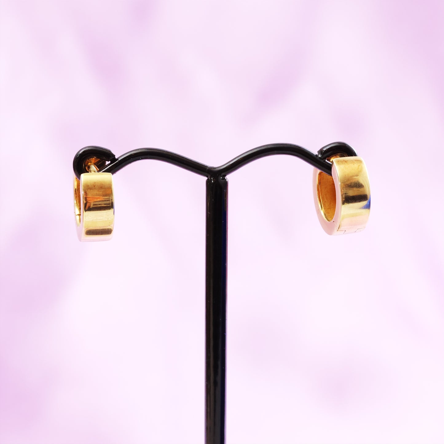 Vintage Squared 9ct Gold Huggie Hoop Earrings