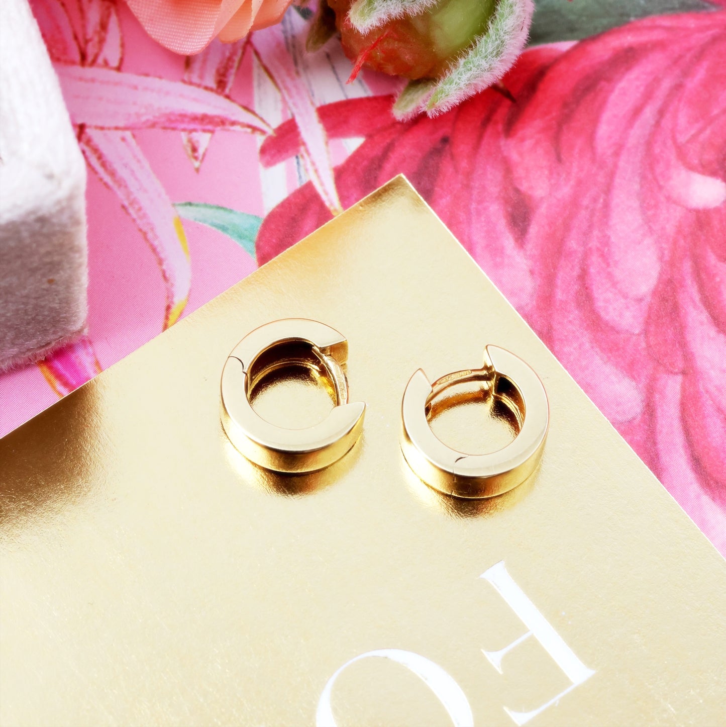 Vintage Squared 9ct Gold Huggie Hoop Earrings