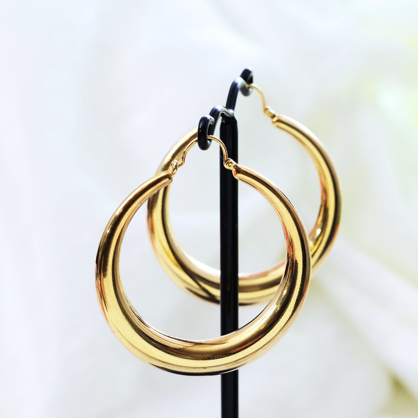 Impressive 9ct Gold Crescent Hoop Earrings