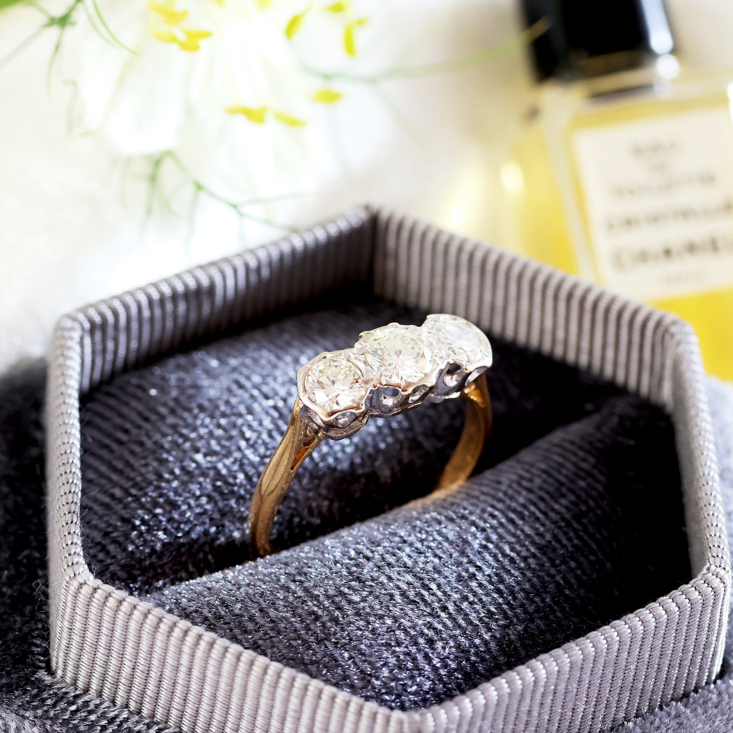 Vintage 1.10ct Diamond Trilogy Engagement Ring