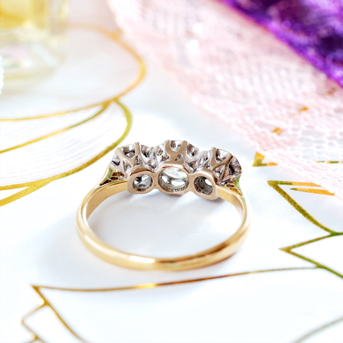 Vintage 1.10ct Diamond Trilogy Engagement Ring